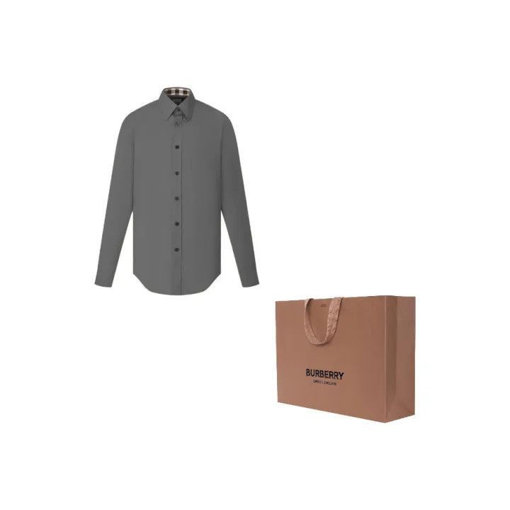 Burberry Burberry Burberry Gray Logo Long Sleeve Shirt for Men-2507 Size US L / EU 52-54 / 3 - 1 Thumbnail