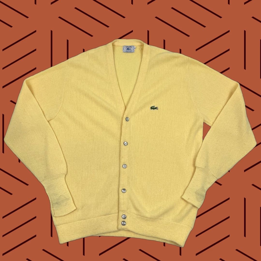 Izod VTG Izod Lacoste Cardigan Mens XL Yellow Orlon Acrylic Grandpa Jumper Cardigan Regular Knit Sweater 90s Mens Size US XL / EU 56 / 4 - 1 Thumbnail