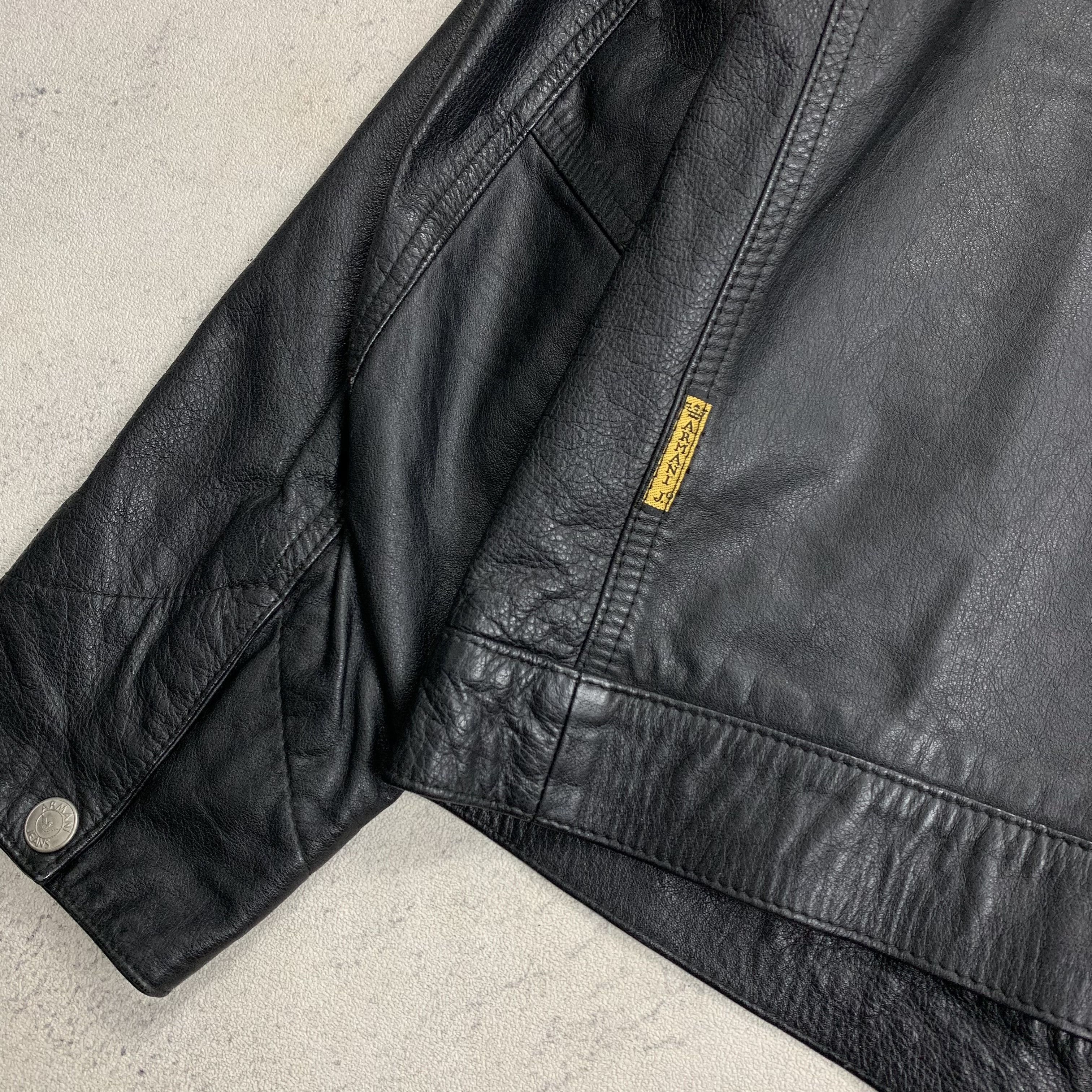 Armani Vintage Armani Jeans Leather Jacket Size US L / EU 52-54 / 3 - 9 Thumbnail