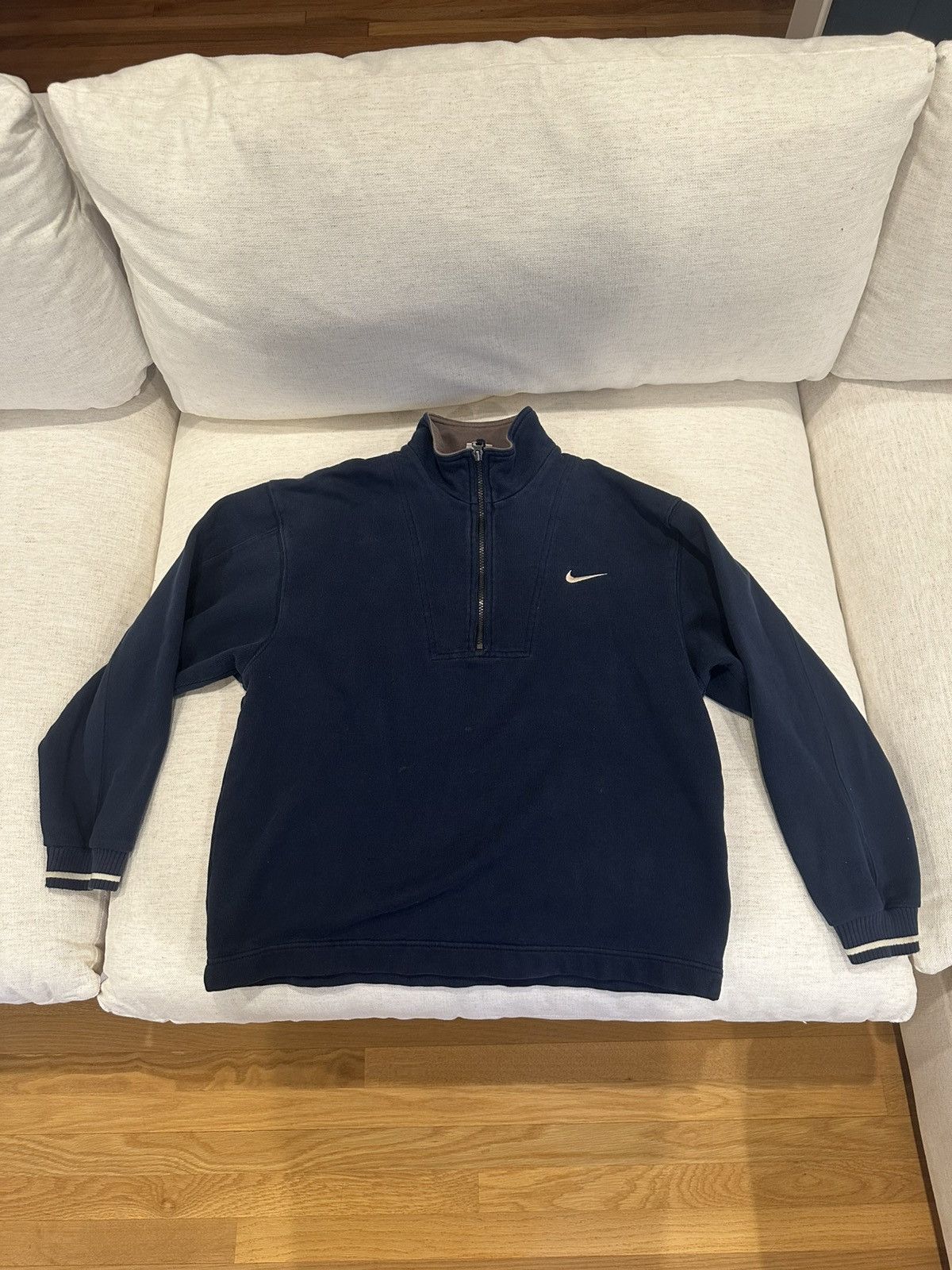 Nike × Vintage Vintage Dark Blue Nike Quarter Zip Size US S / EU 44-46 / 1 - 1 Thumbnail