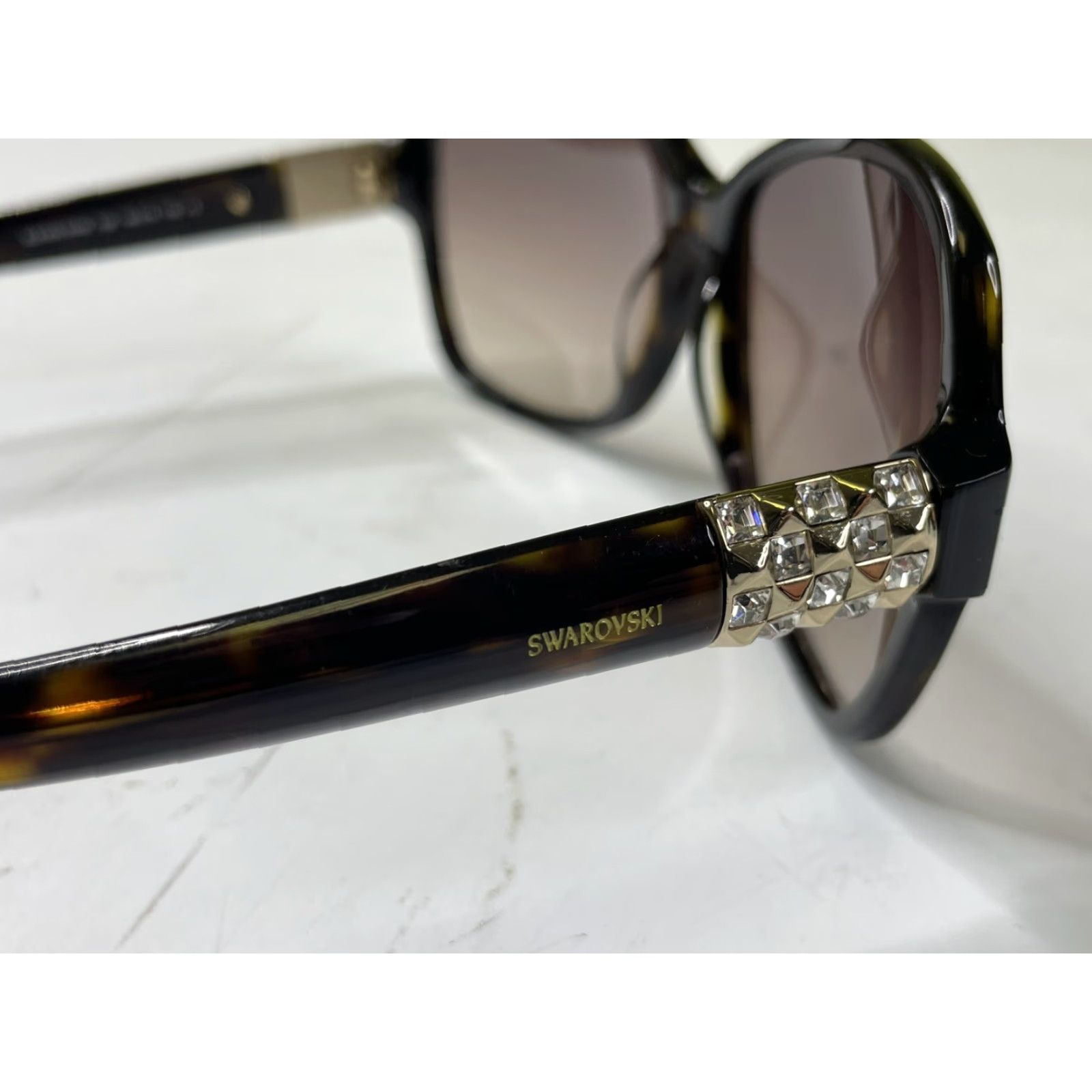 Swarovski Swarovski Sunglasses Round UV400 Brown 52F Acetate Shell Turquoise Crystals Womens Size ONE SIZE - 5 Thumbnail