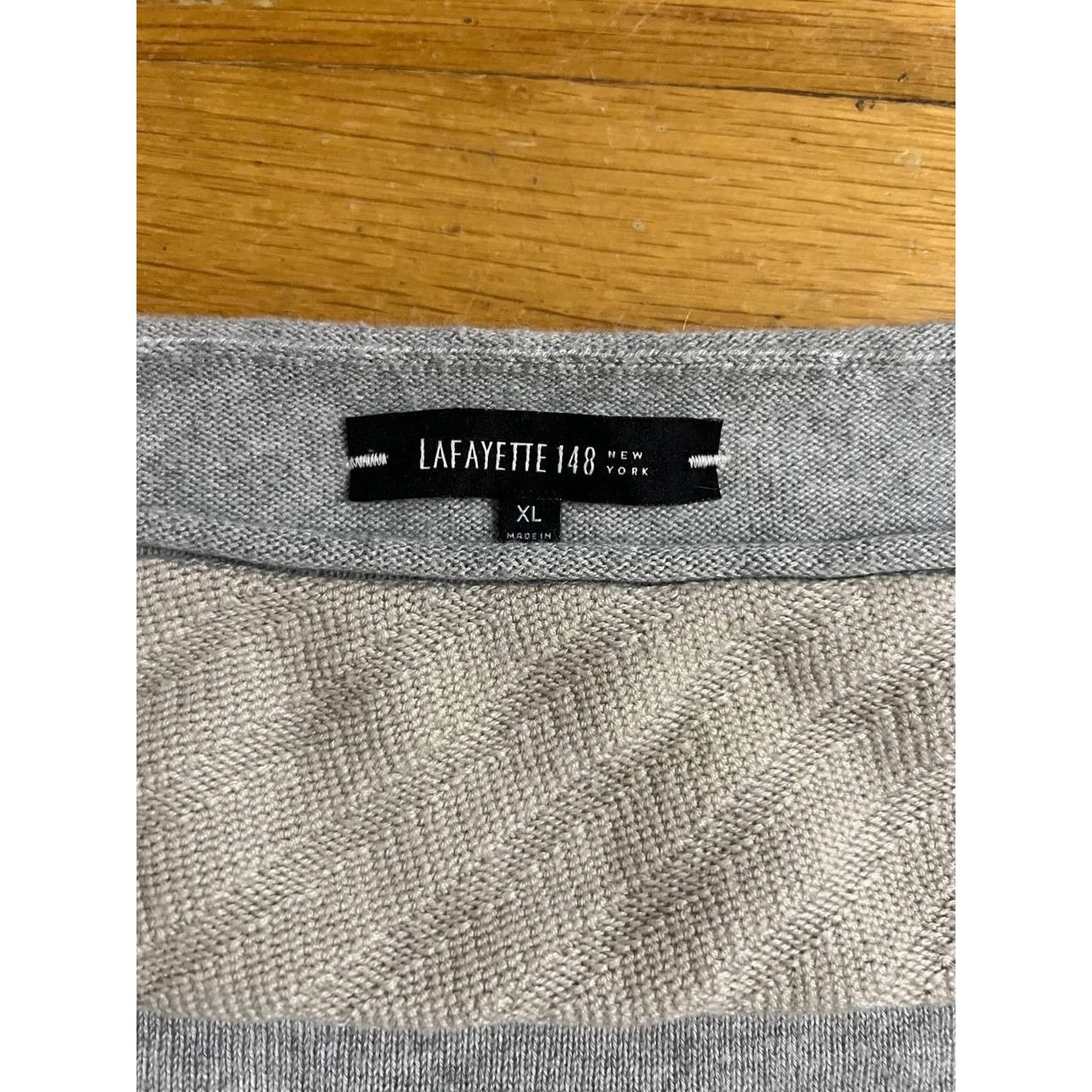 Lafayette 148 Lafayette 148 Mixed Media Gray Merino Sweater XL A001705 Size XL / US 12-14 / IT 48-50 - 2 Thumbnail