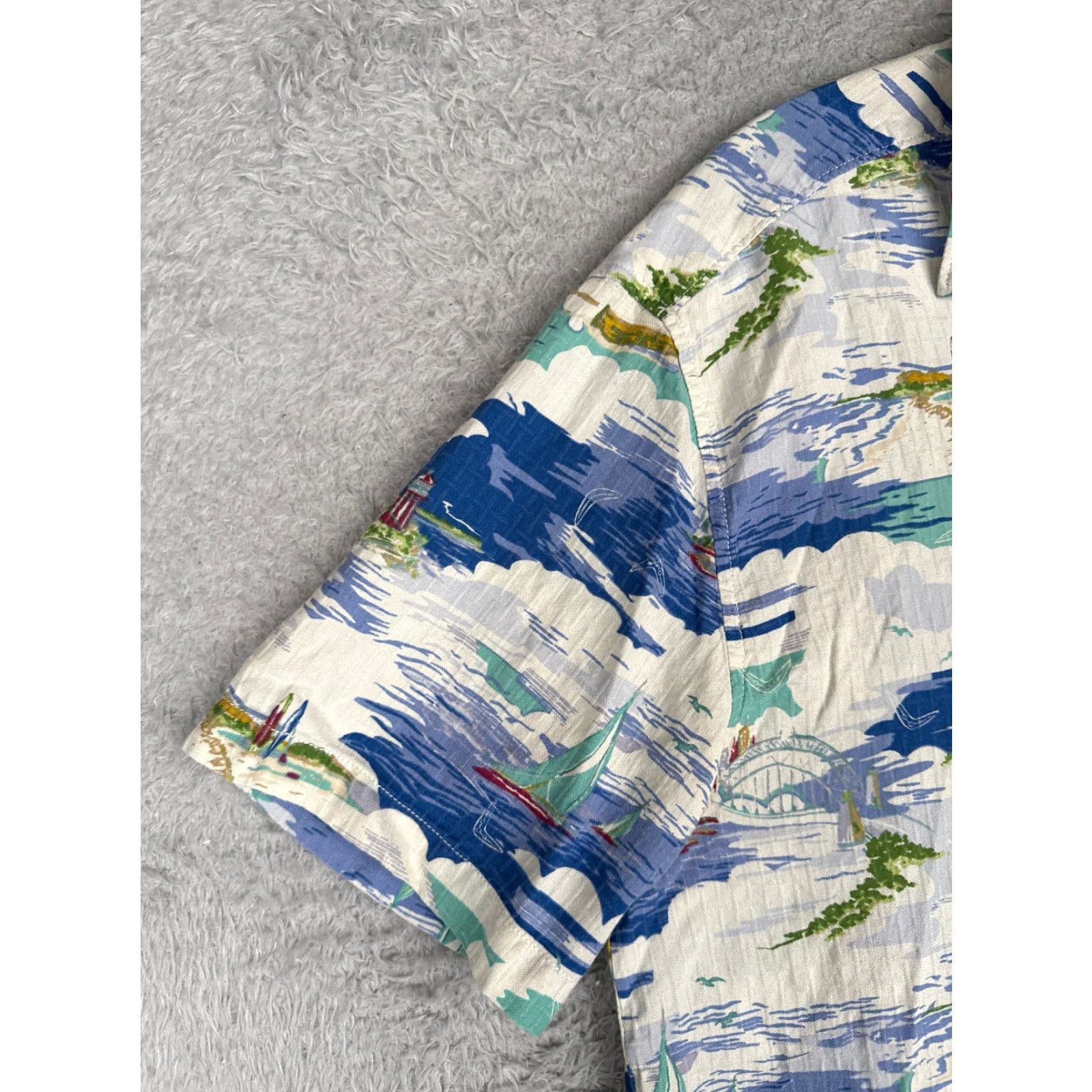 Tommy Bahama Tommy Bahama Shirt Men Large White Blue Sailboat Hawaiian Button Up Silk Blend Size US L / EU 52-54 / 3 - 3 Thumbnail