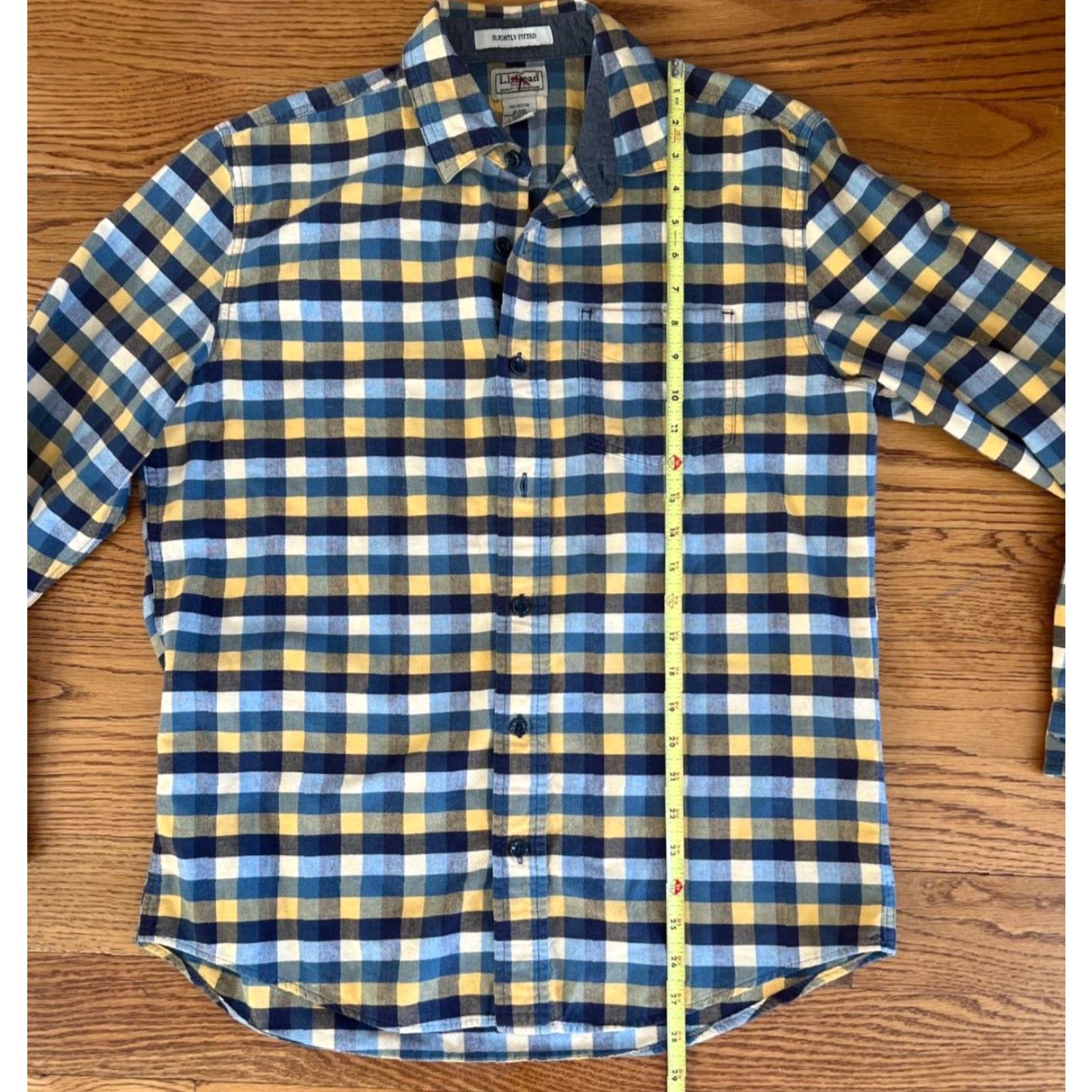 Vintage VINTAGE L.L. Bean Men’s Button-Up Shirt Long Sleeve Cotton Flannel Blue Yellow Plaid Adult Medium Size US M / EU 48-50 / 2 - 5 Thumbnail
