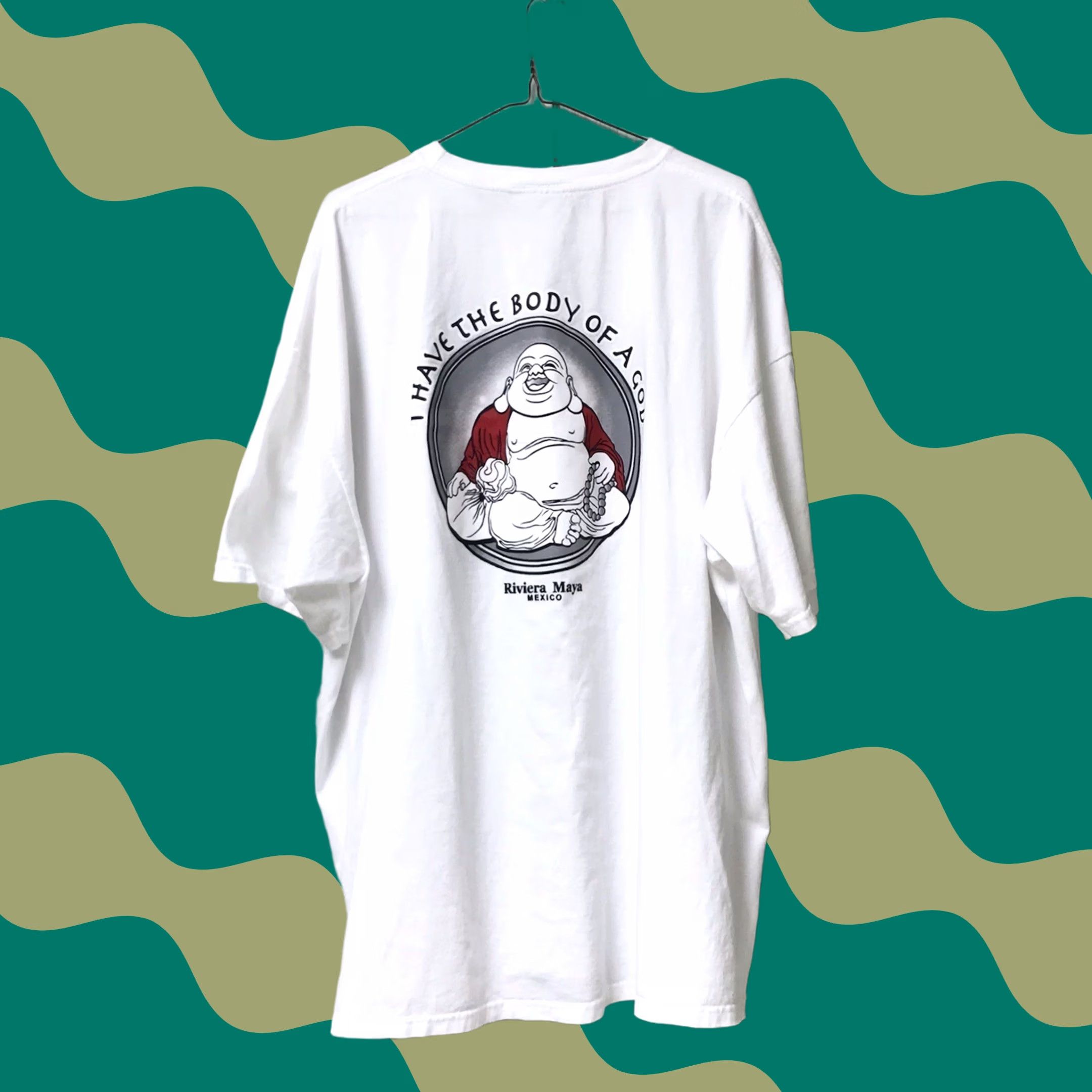 Vintage Mr. Buho T-Shirt Men White I Have The Body Of A God Laughing Buddha Dad Bod Mexico Graphic Short Sleeve 2XL Size US XXL / EU 58 / 5 - 1 Thumbnail