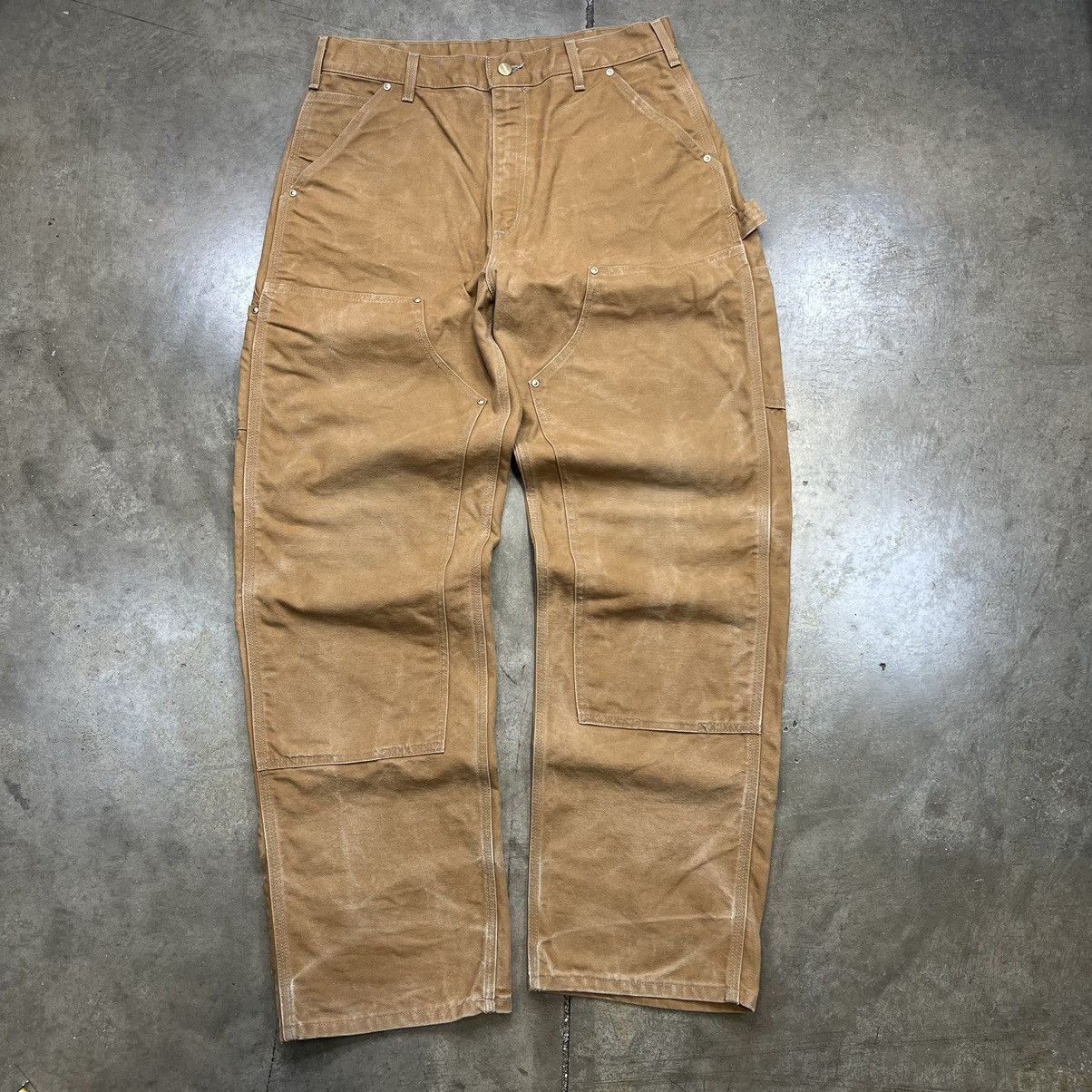 image of 00S Y2K Carhartt Doubleknee Carpenter Workwear Pants in Brown, Men's (Size 34)