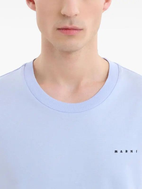 Marni o1w1db11125 Logo-Embroidered Cotton T-Shirt in Blue Size US L / EU 52-54 / 3 - 4 Thumbnail