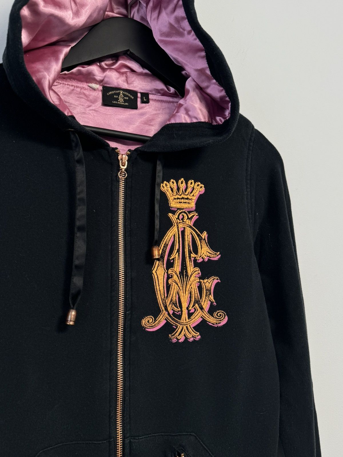 Christian Audigier VTG Christian Audigier Black Zip Hoodie Size L / US 10 / IT 46 - 6 Thumbnail