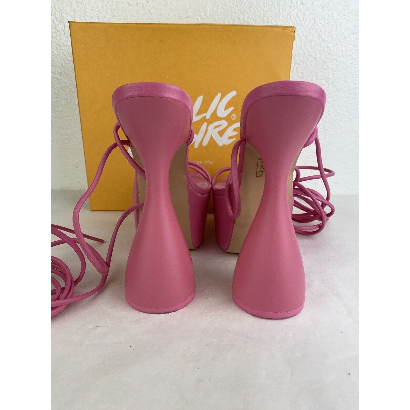 Other Public Desire Block Heels Shoes Pink Anabele Box Lace Up Size US 8 / IT 38 - 9 Thumbnail