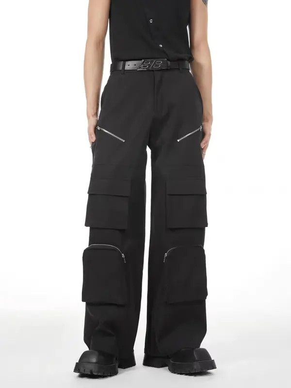 VIBE Black simple zippered large pocket casual cargo trousers Size US 34 / EU 50 - 2 Thumbnail