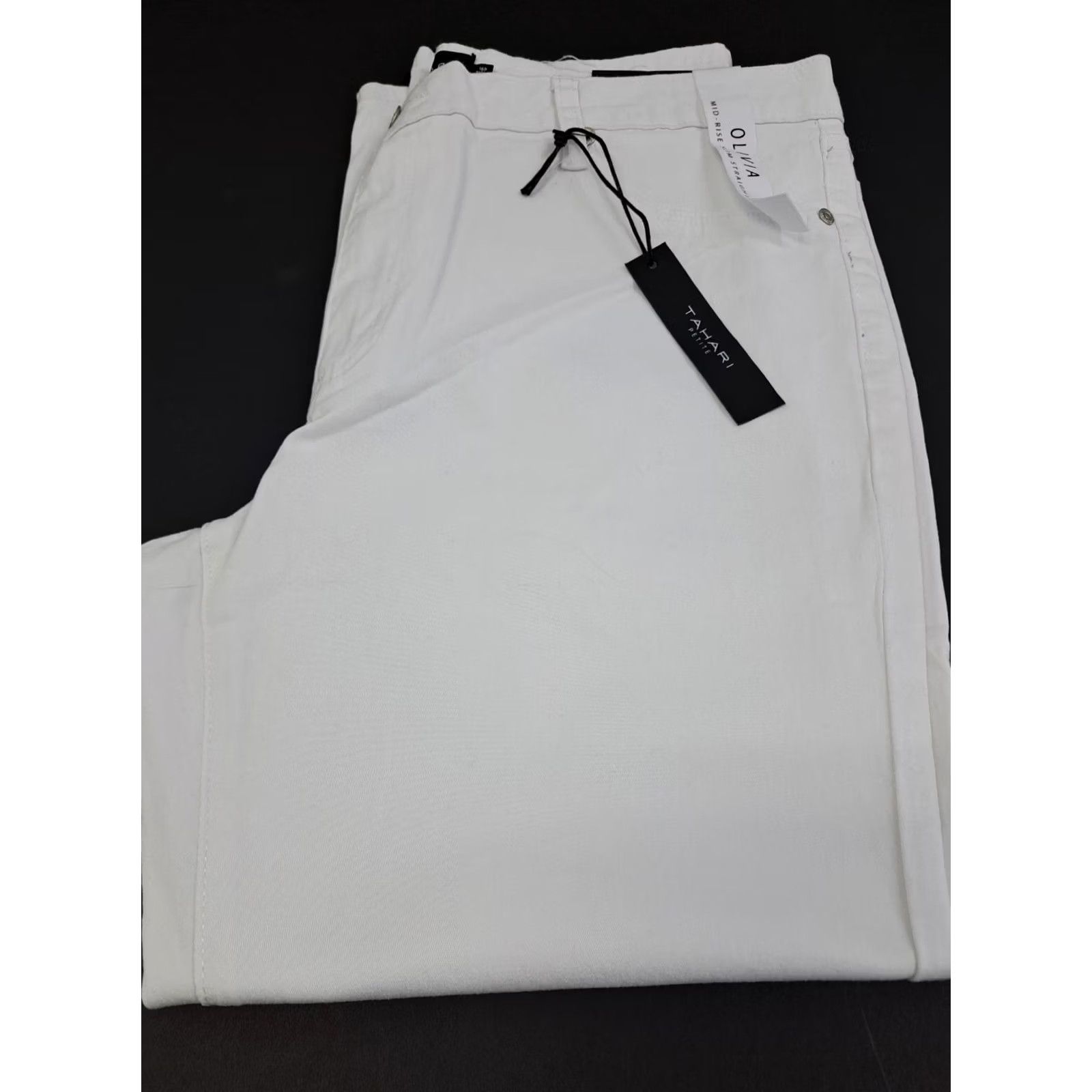 Vintage NWT Tahari Women Olivia Mid Rise Straight Skinny Pants White Size 16P Slim Fit Chino 26in Inseam Size 38" / US 16 / IT 52 - 3 Thumbnail