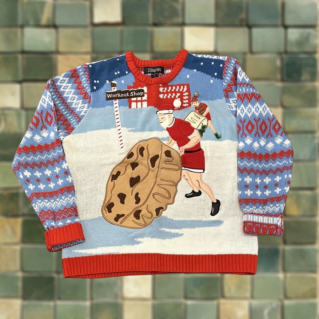 Vintage 33 Degrees Ugly Christmas Sweater Large Workout Shop Santa Size US L / EU 52-54 / 3 - 1 Thumbnail