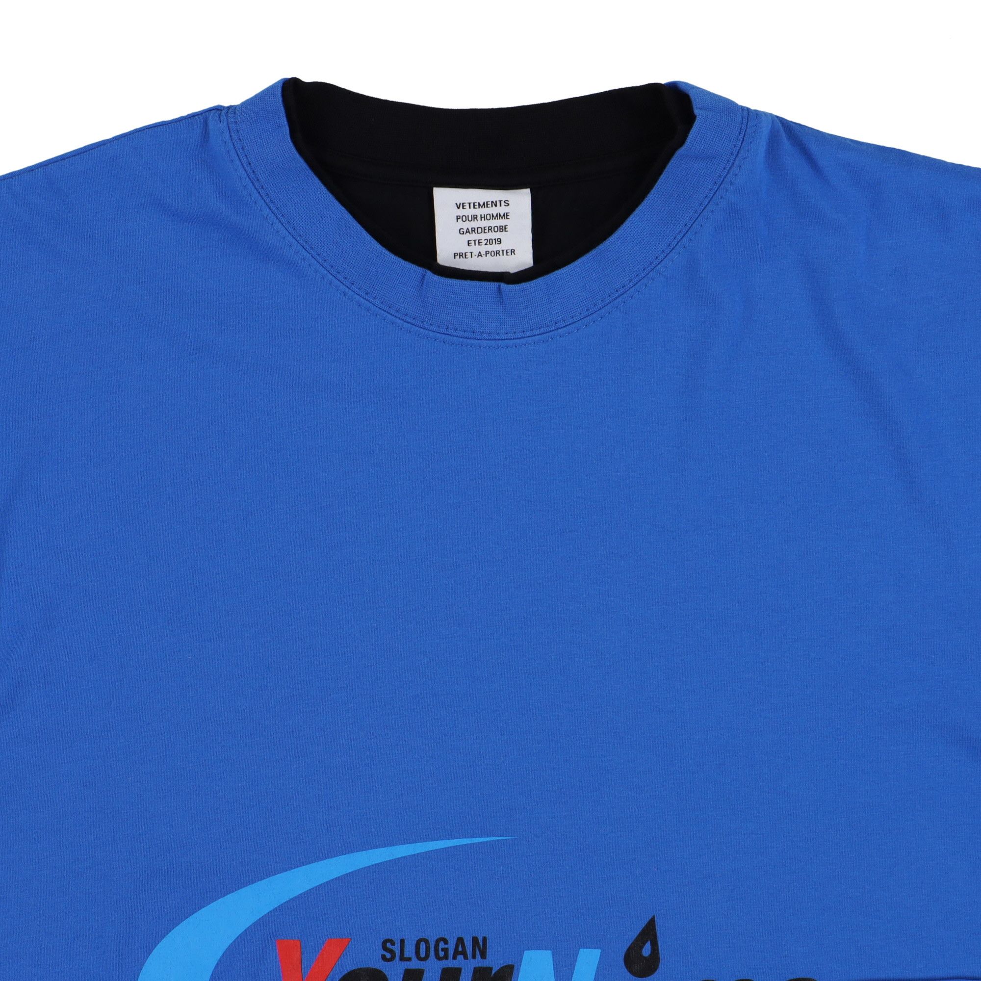Vetements Blue Company Slogan Logo Patchwork T-Shirt Size M / US 6-8 / IT 42-44 - 5 Thumbnail