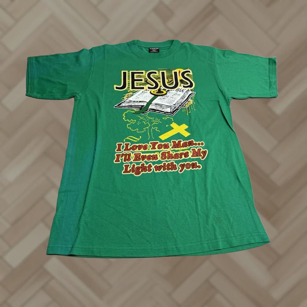Vintage Vintage Uptown Tees T-Shirt Jesus Faith Green XL Men Crew Neck Short Sleeve I Love You Man Share My Light Graphic Print Summer All Seasons Womens Mens Size US XL / EU 56 / 4 - 1 Thumbnail