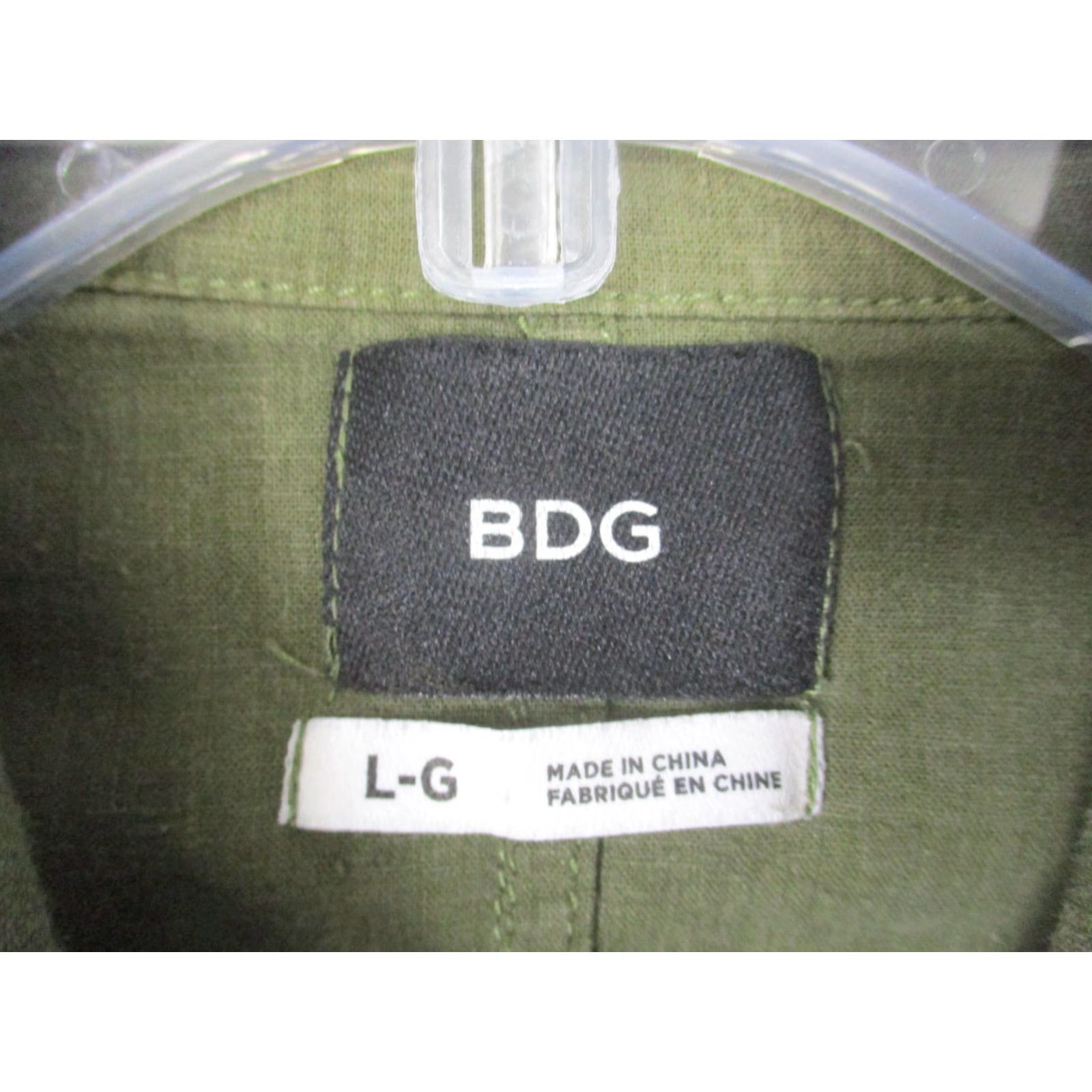 Bdg BDG Jacket Womens Large Green Linen Blend Snap Front Lightweight Anorak Coat Size L / US 10 / IT 46 - 4 Thumbnail