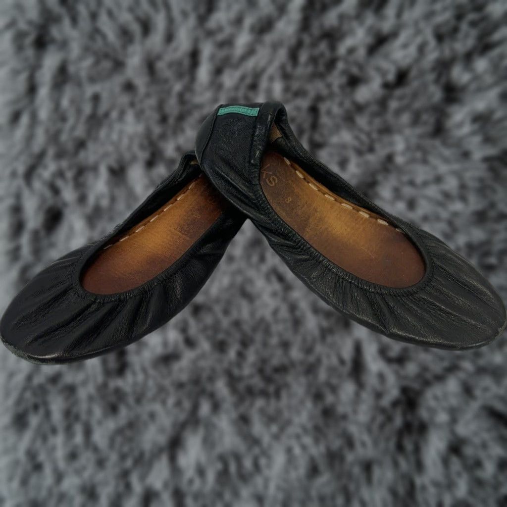 Vintage Tieks Ballet Flats Size 8 Matte Black Leather Comfort Slip On Shoes Womens