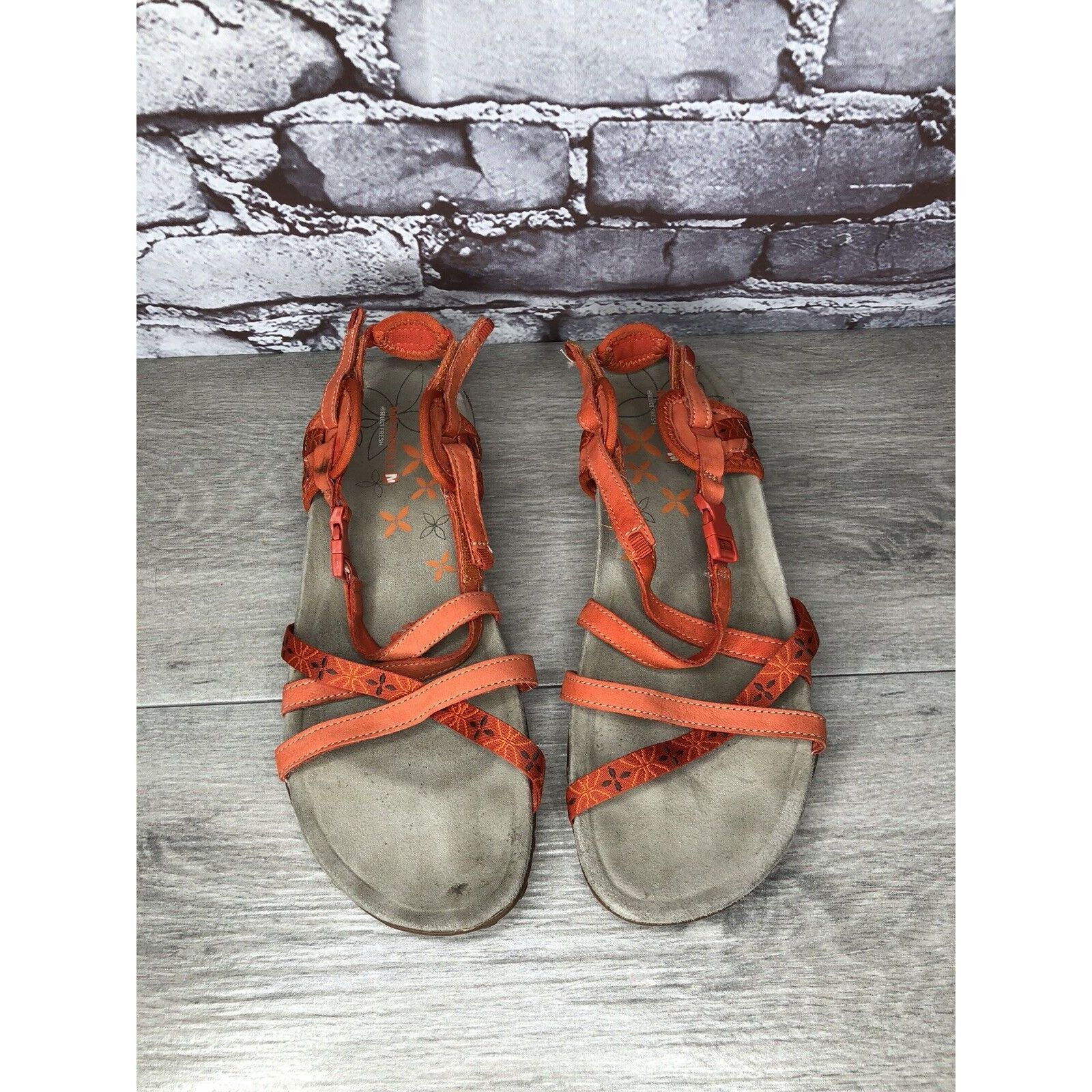 Merrell Merrell Terran Lattice Orange Strappy Hook & Loop Sandals Wo Size US 10 / IT 40 - 15 Thumbnail