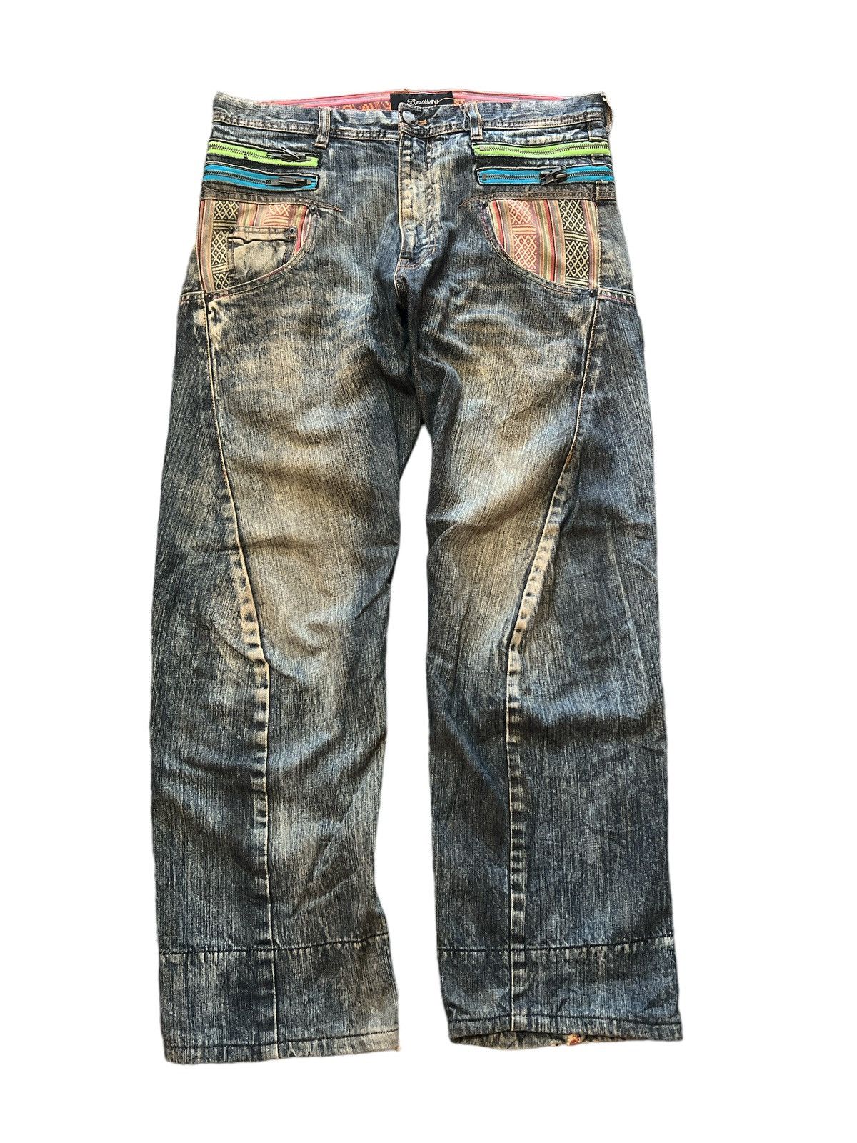 SICK💥BREATHMINT NAVAJO DISTRESSED DENIM PANT