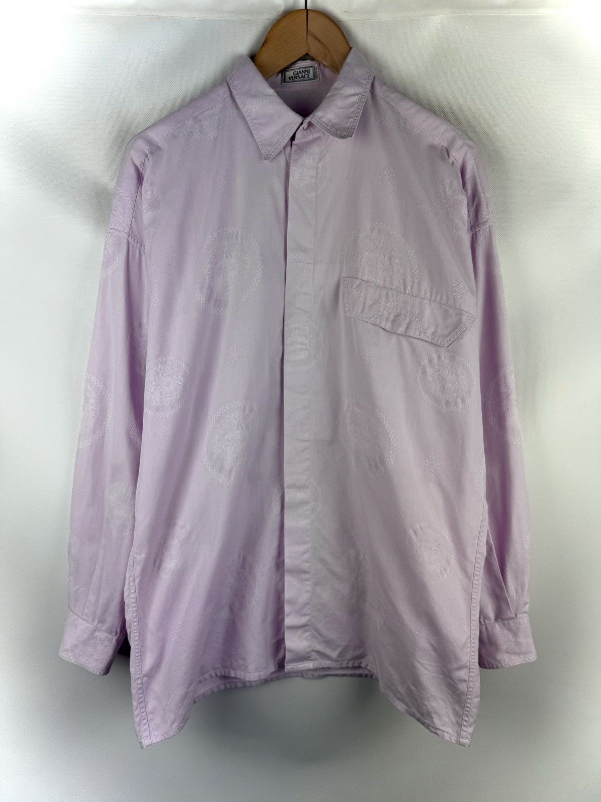 Versace Gianni Versace Vintage Multilogo Long Sleeve Button Up Shirt Size US S / EU 44-46 / 1 - 1 Thumbnail