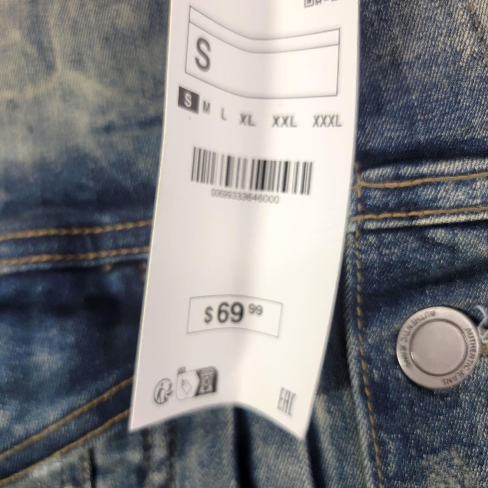 Denime OXYD Jacket Mens S Blue Premium Denim Distressed Button Front Stretch Western Size US S / EU 44-46 / 1 - 2 Thumbnail