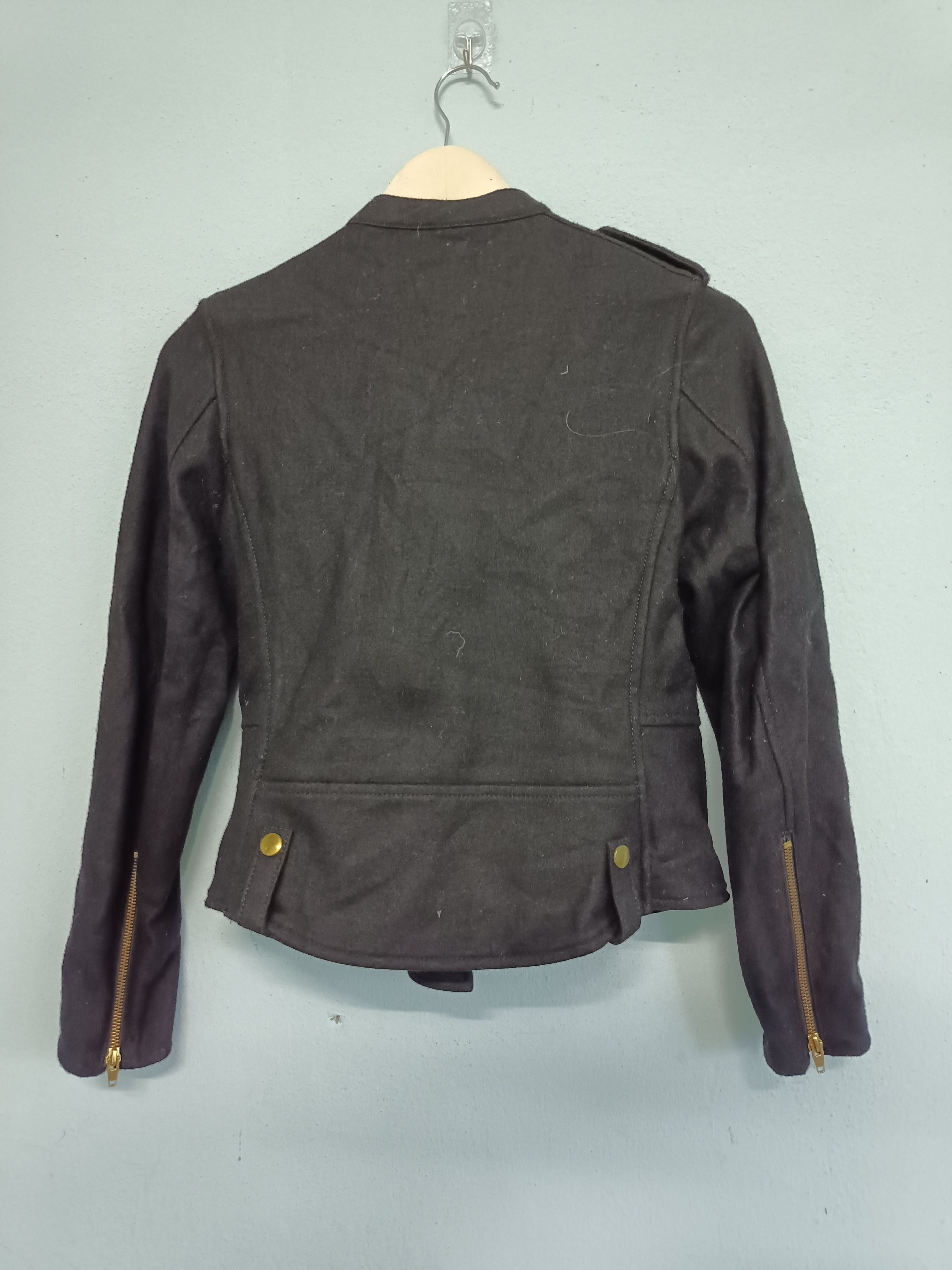 Designer × Japanese Brand Muse Asymmetric Zip Wool Blend Black Jacket Size S / US 4 / IT 40 - 2 Thumbnail
