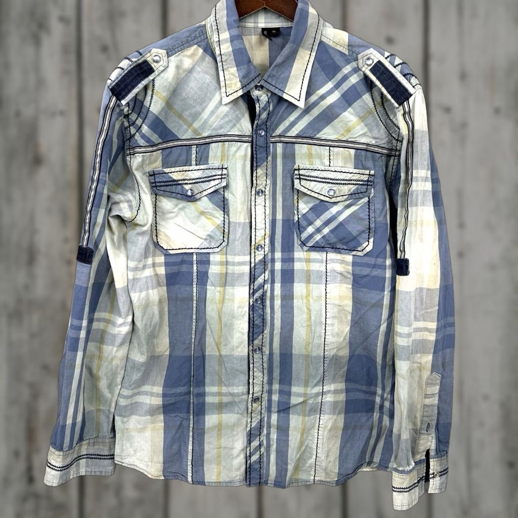 Vintage VINTAGE Smash Western Ranch Shirt Mens XL Pearl Snap Cowboy Rockabilly Denim Accents Size US XL / EU 56 / 4 - 1 Thumbnail
