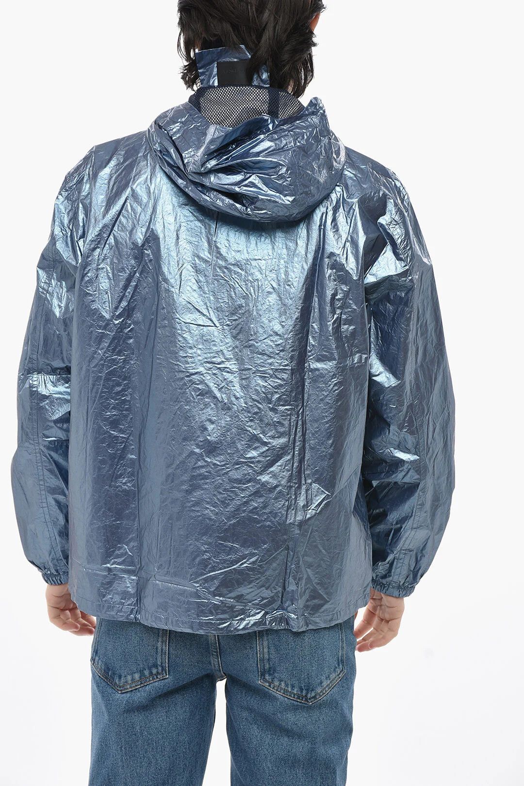 Givenchy og1mm0326 Nylon Lamé Windbreaker Jacket in Light Blue Size US M / EU 48-50 / 2 - 2 Thumbnail