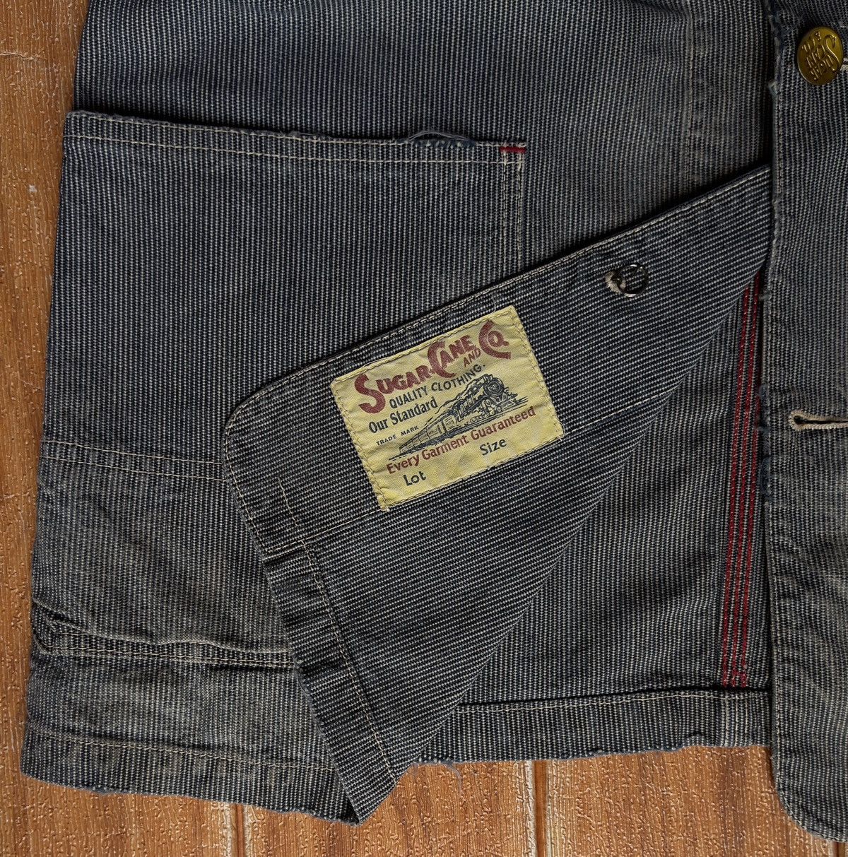 Sugar Cane × Vintage ❌S O L D❌90s Sugar Cane Hickory Stripe good Aging & fading Size US S / EU 44-46 / 1 - 6 Thumbnail