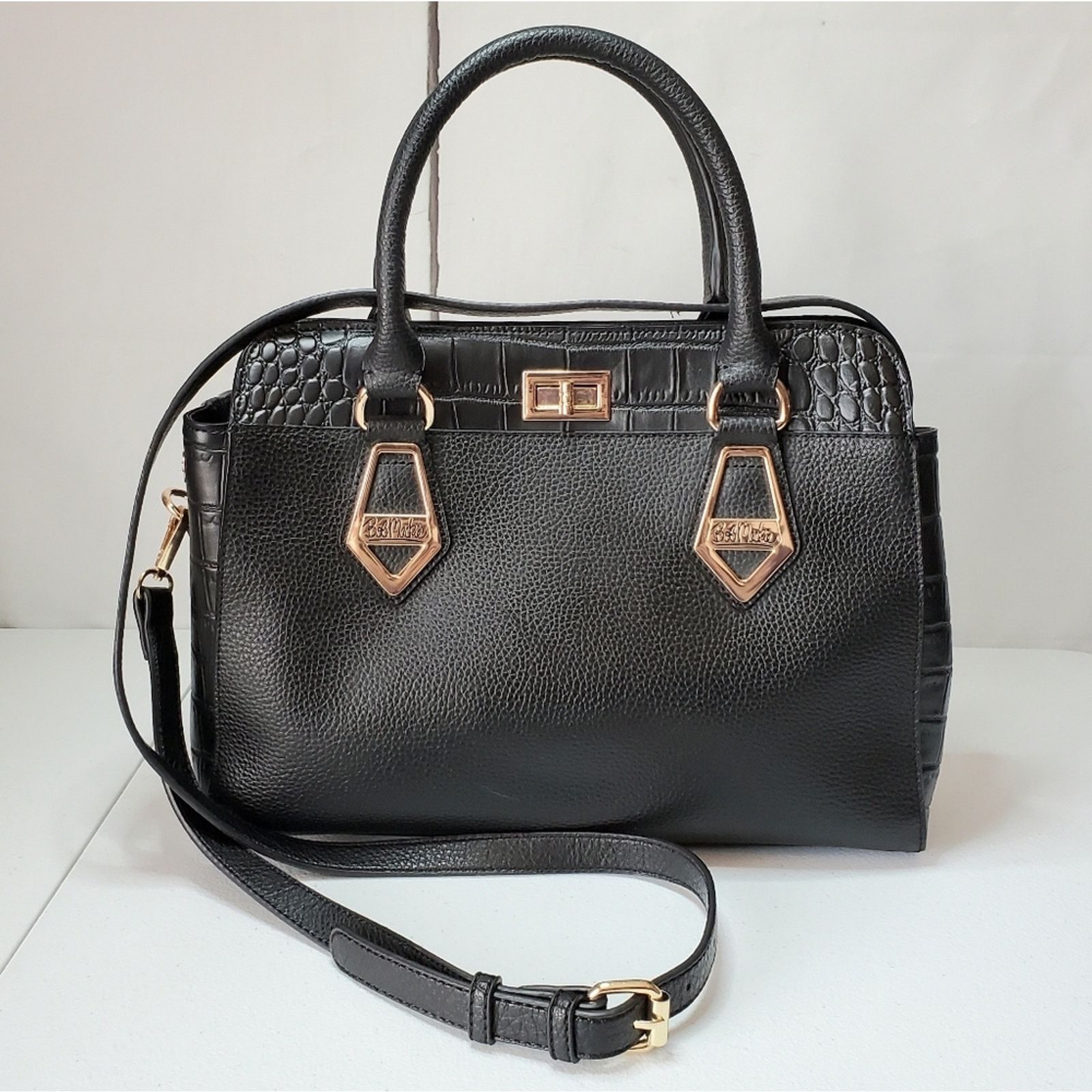 Designer Bob Mackie Rodeo Drive Croc Print Leather Satchel Handbag Size ONE SIZE - 5 Thumbnail