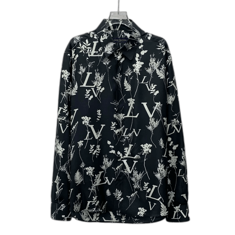 Louis Vuitton Louis Vuitton Black Floral Silk Long Sleeve Shirt-2506 Size XL / US 12-14 / IT 48-50 - 1 Thumbnail