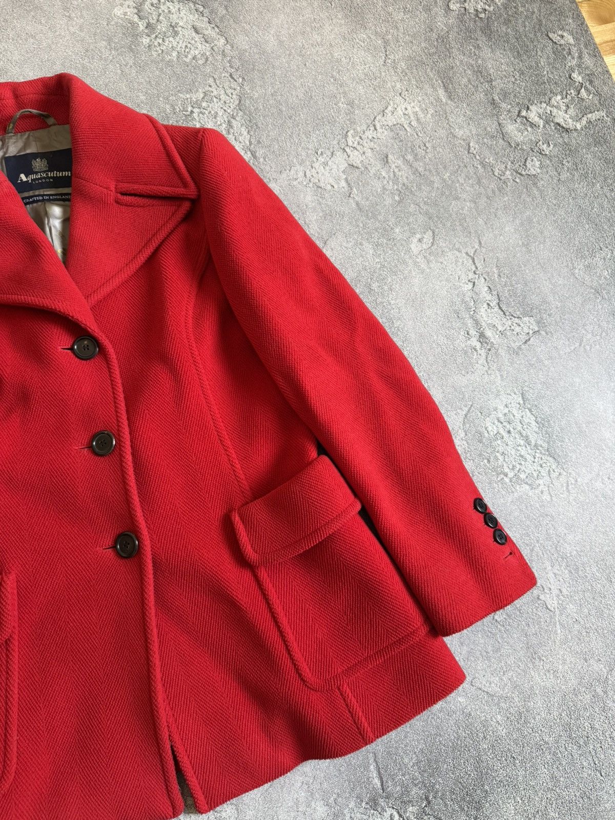Aquascutum × Designer Aquascutum 14UK Red button up pea coat wool jacket duffle Size L / US 10 / IT 46 - 7 Thumbnail