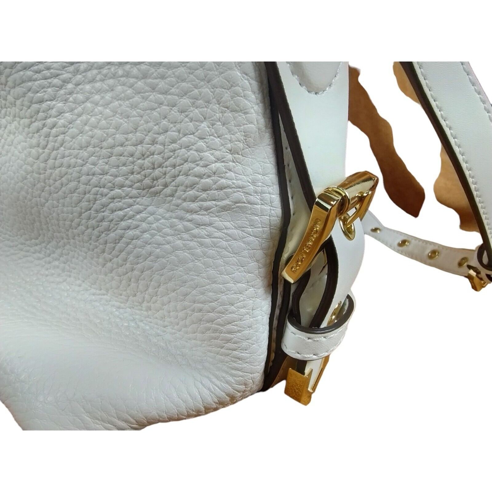 Michael Kors Michael Kors Brooke Optic White Pebbled Leather Satchel Cros Size ONE SIZE - 8 Thumbnail