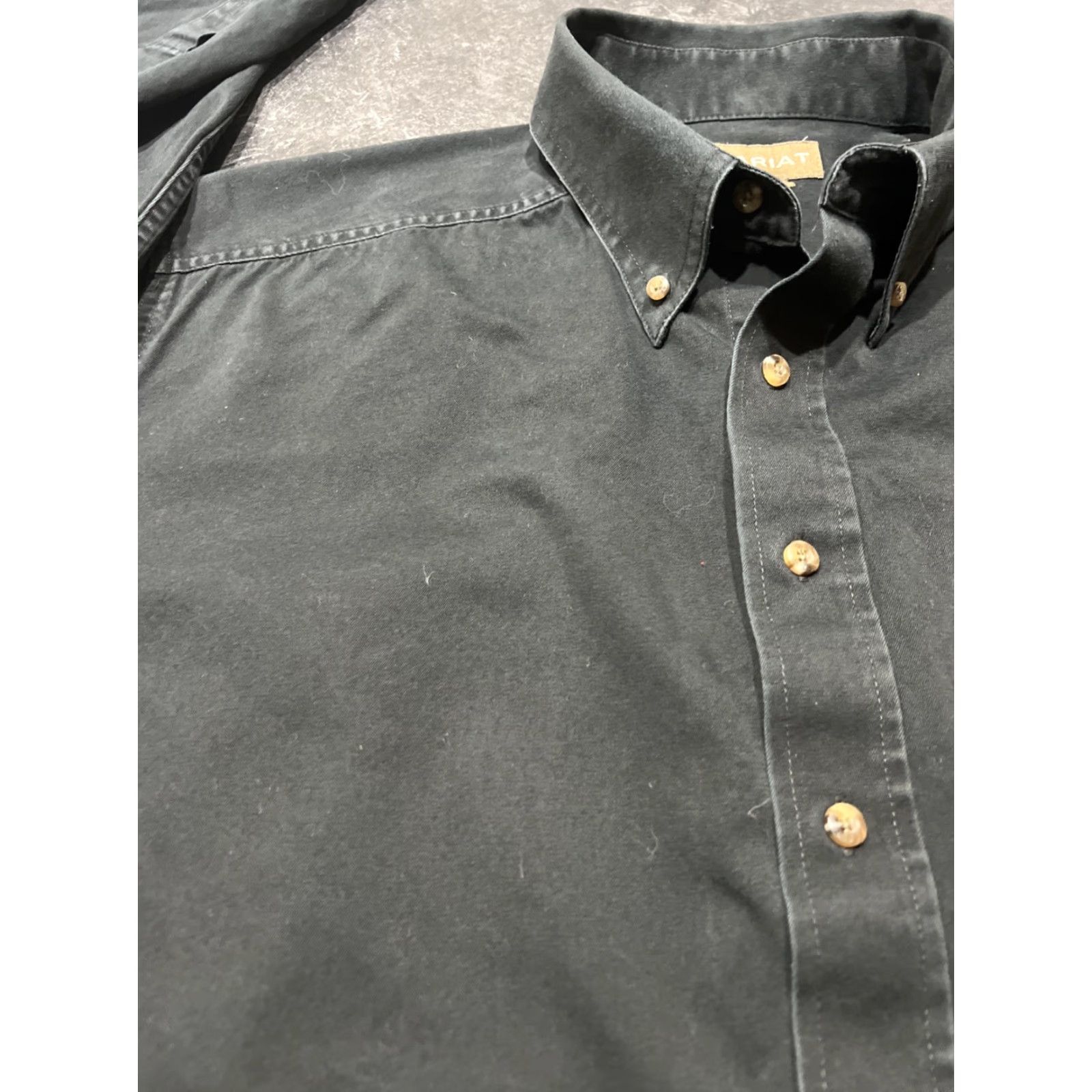 Ariat Ariat Shirt Button-Up Long Sleeve 2XL Black Mens Cotton 100% Button-Down Collared Chest Pocket Vintage No Size 48R - 4 Thumbnail
