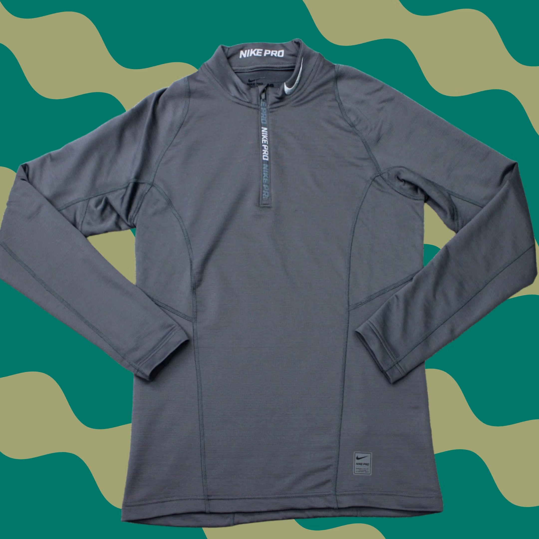 Nike Nike Pro Sweatshirt Mens Small Gray Hyperwarm 1/4 Zip Mock Neck L/S Pullover Size US S / EU 44-46 / 1 - 1 Thumbnail