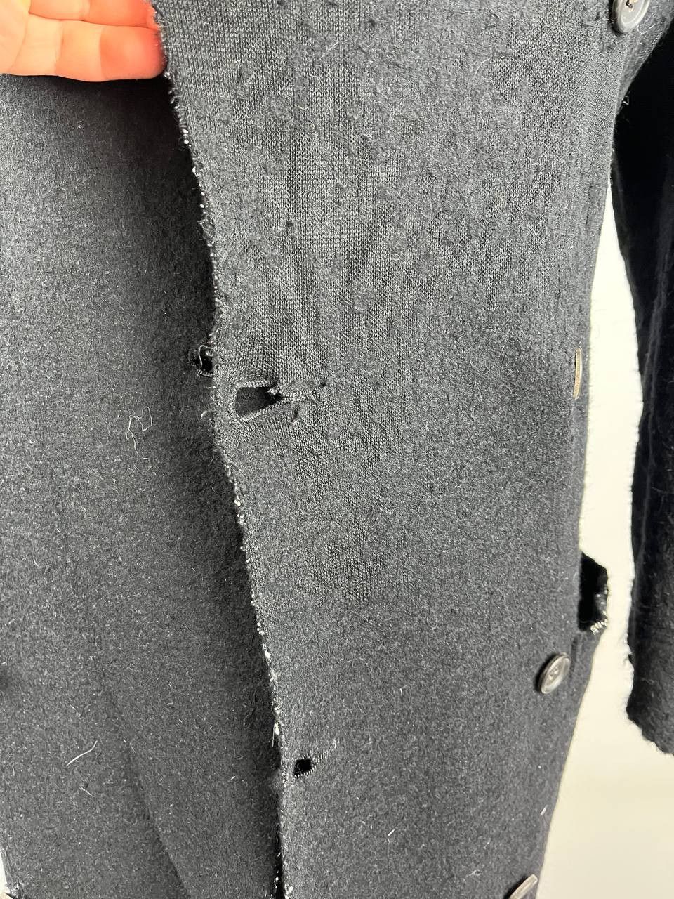 Yohji Yamamoto Worn Condition Archival Yohji Yamamoto Distressed Wool Coat Size US XS / EU 42 / 0 - 9 Thumbnail