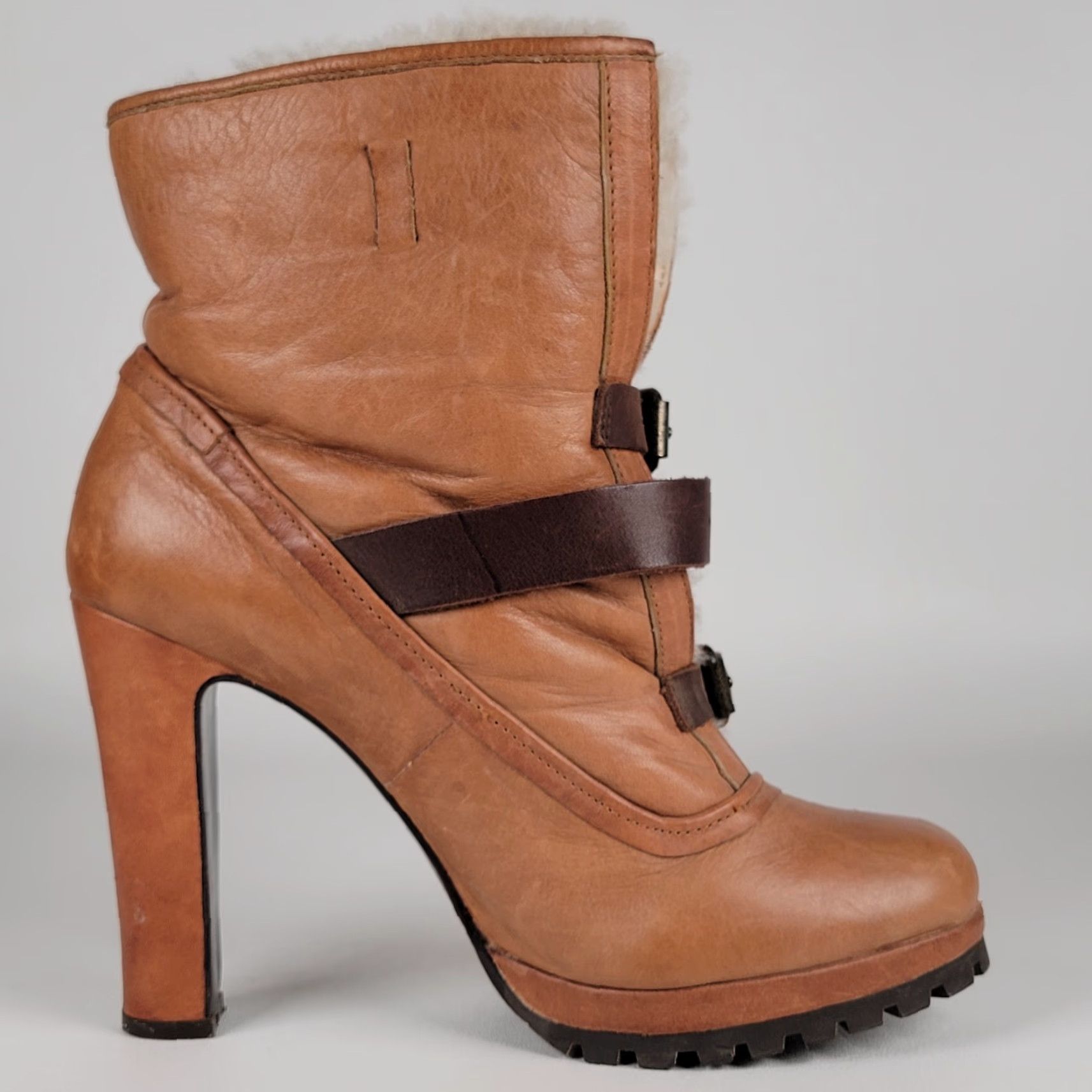 Dolce Vita VINTAGE Dolce Vita Leather Boots Buckle Y2K Sherpa Lined Women Size 9 Brown Bootie Size US 9 / IT 39 - 6 Thumbnail