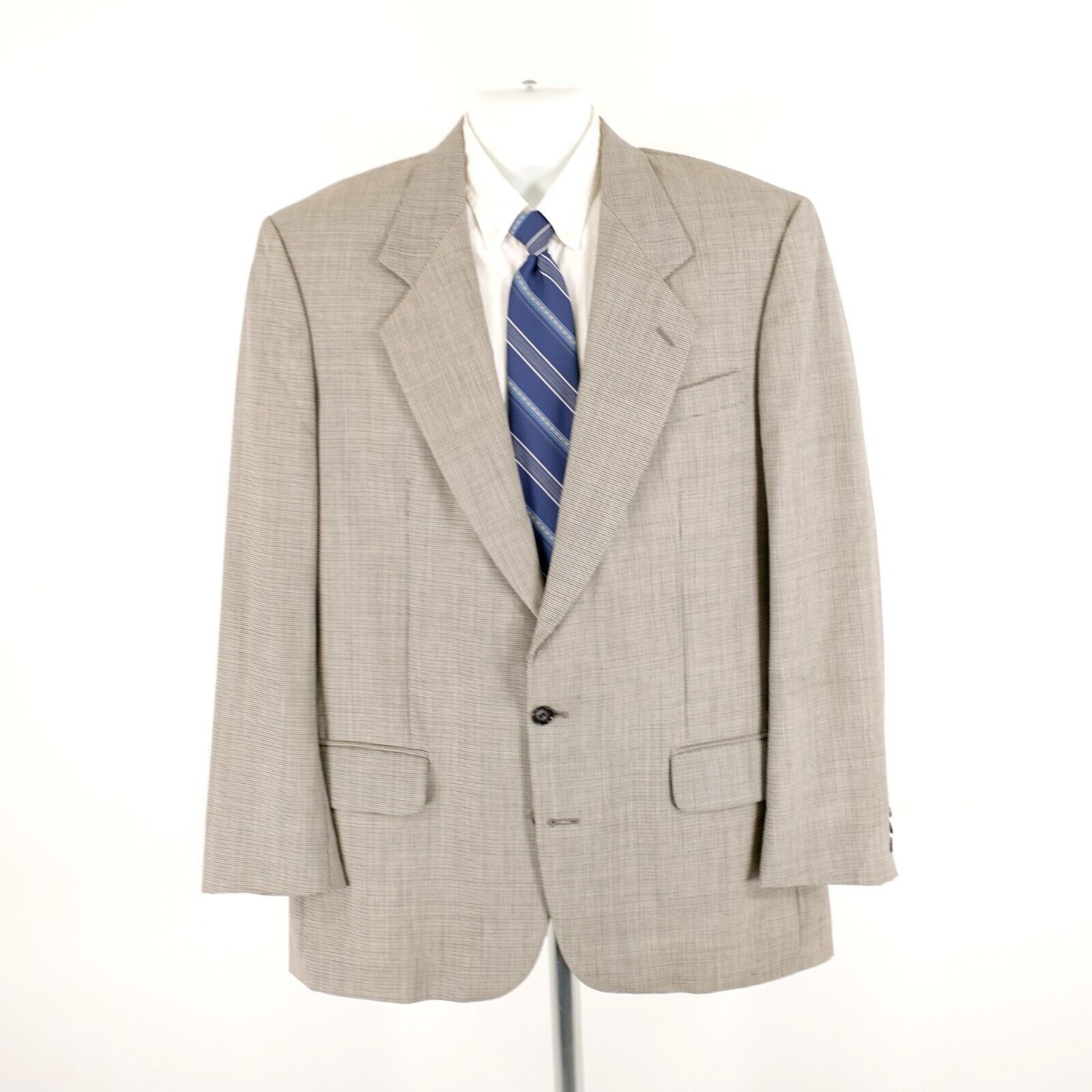 Oscar De La Renta Oscar De La Renta Travelers Worsted Wool 42R Cream Gray Star Size 42R - 4 Thumbnail