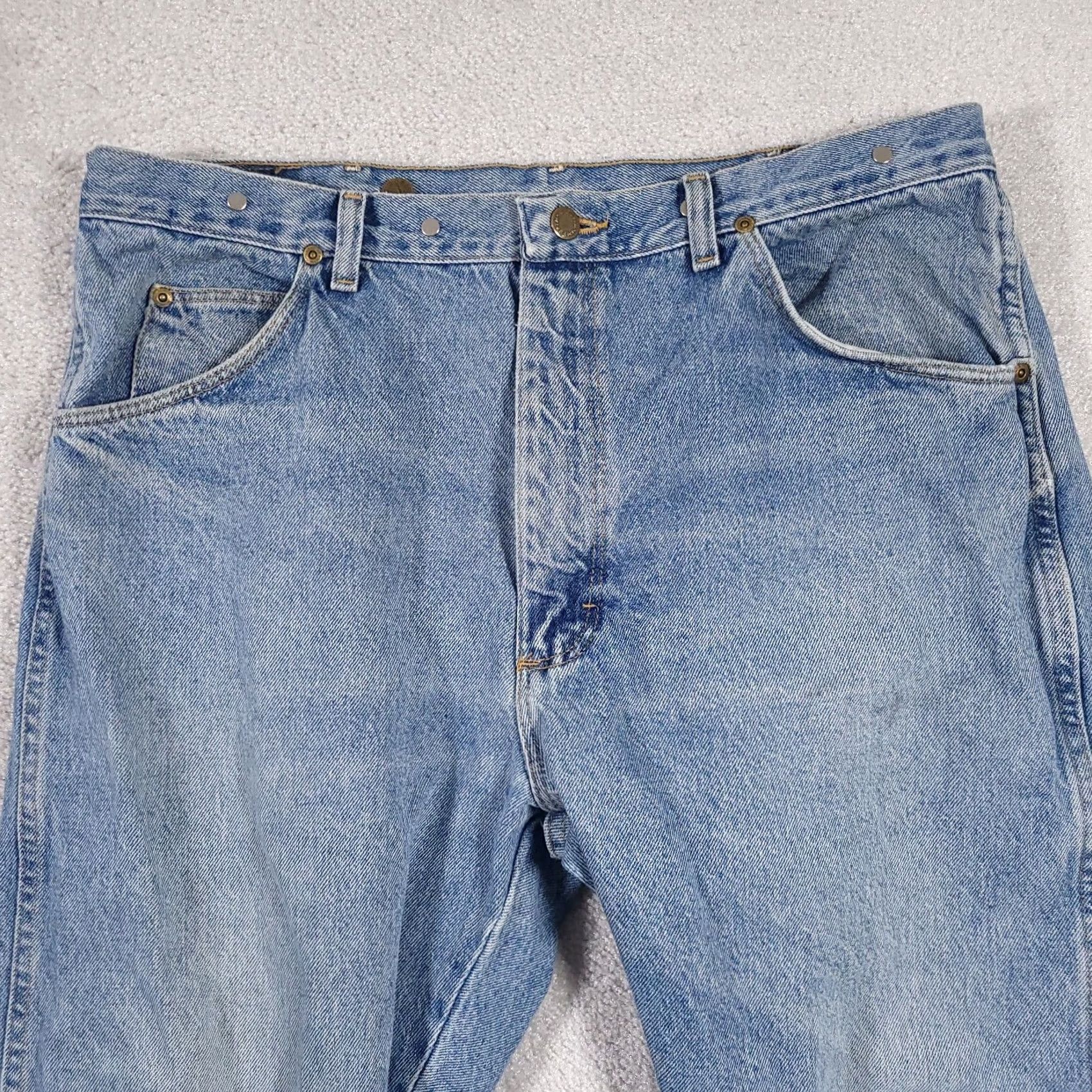 Wrangler VINTAGE Wrangler Jeans Mens 38 Blue 38x30 Actual 35x27 Straight Rugged Wear Suspender Size US 38 / EU 54 - 3 Thumbnail