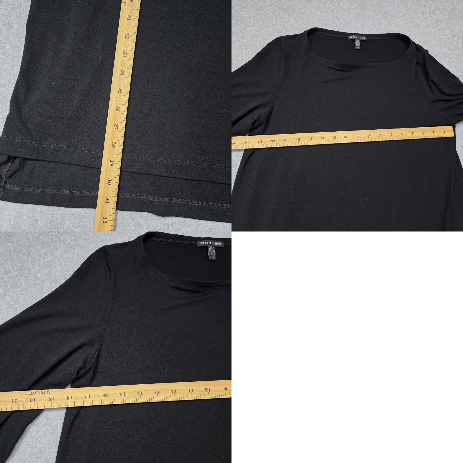 Eileen Fisher Eileen Fisher Tunic Top Womens Small Black Long Sleeve Boat Neck Stretch Pullover Regular XS? Size S / US 4 / IT 40 - 9 Thumbnail