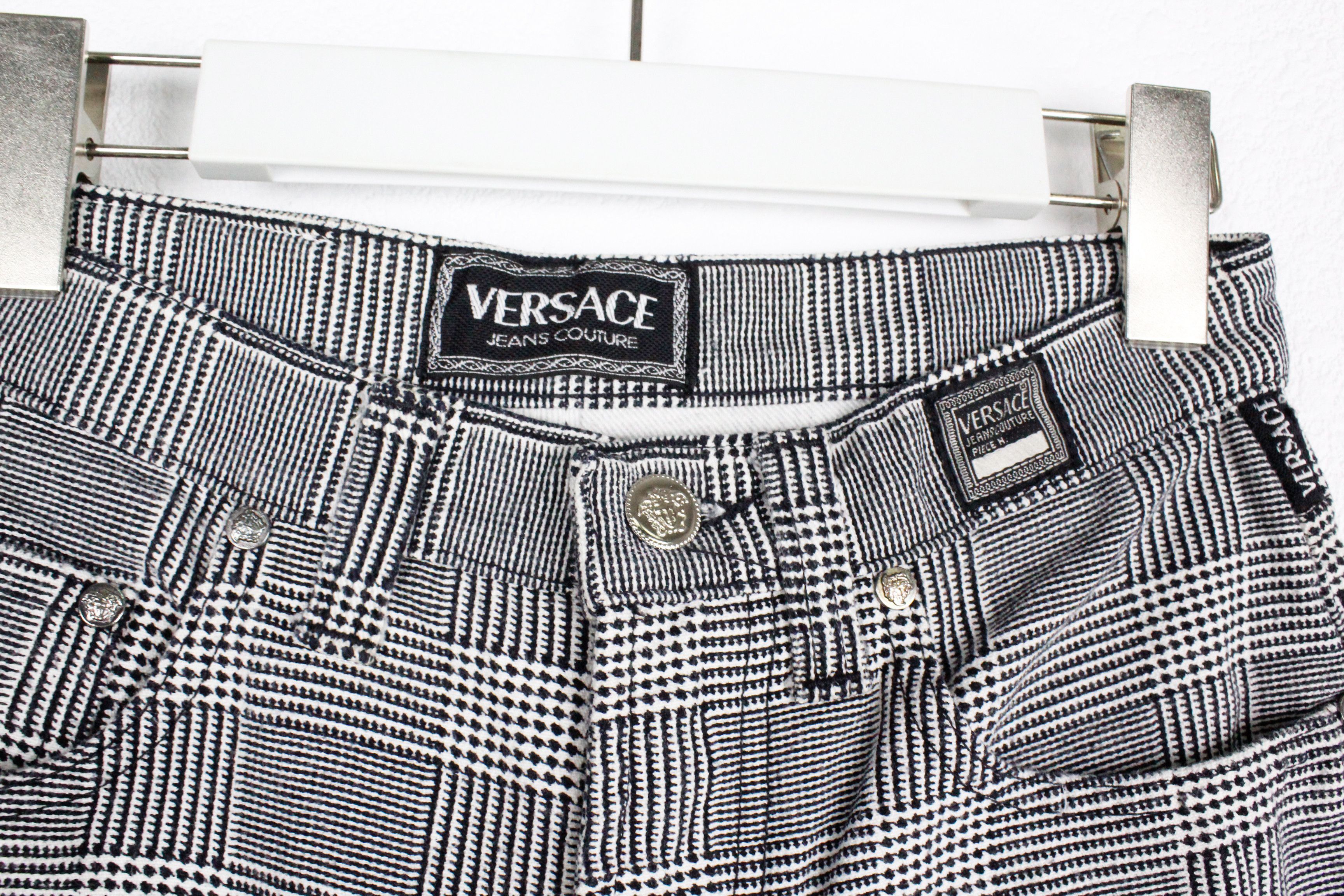 Versace Jeans Couture × Vintage Versace Jeans Couture Houndstooth Check Baroque Pants Size 29" - 3 Thumbnail