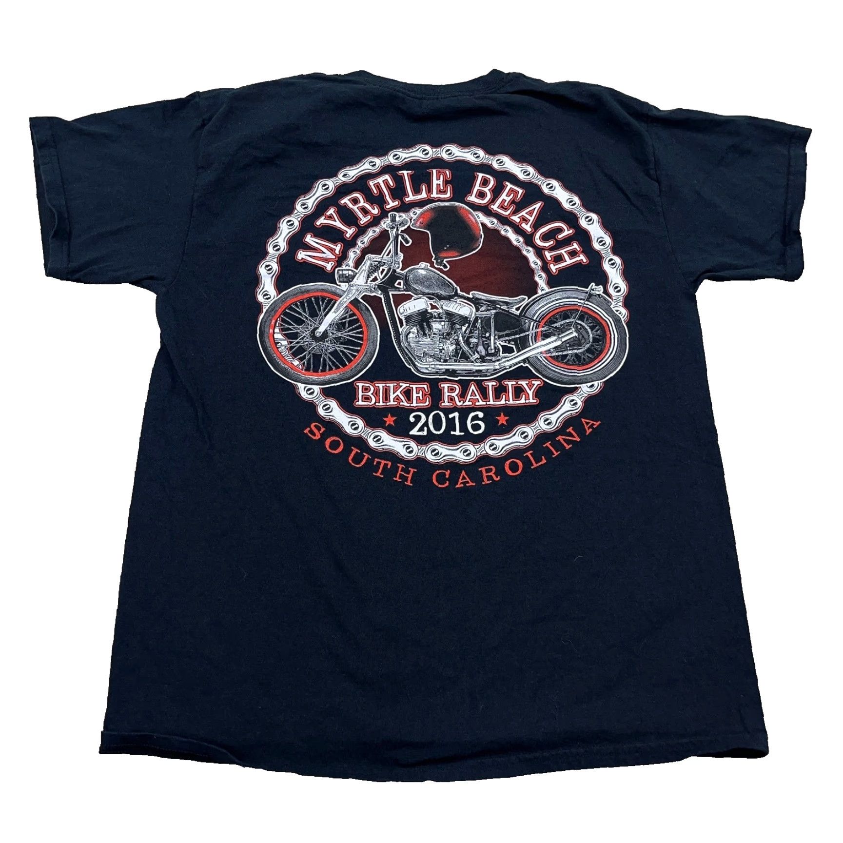 Gildan VINTAGE Bike Week Shirt Men Large Black Gildan Crew Neck Graphic Print 80s 90s USA Motorcycle Tattoo Logo Long-Lasting Size US L / EU 52-54 / 3 - 2 Thumbnail