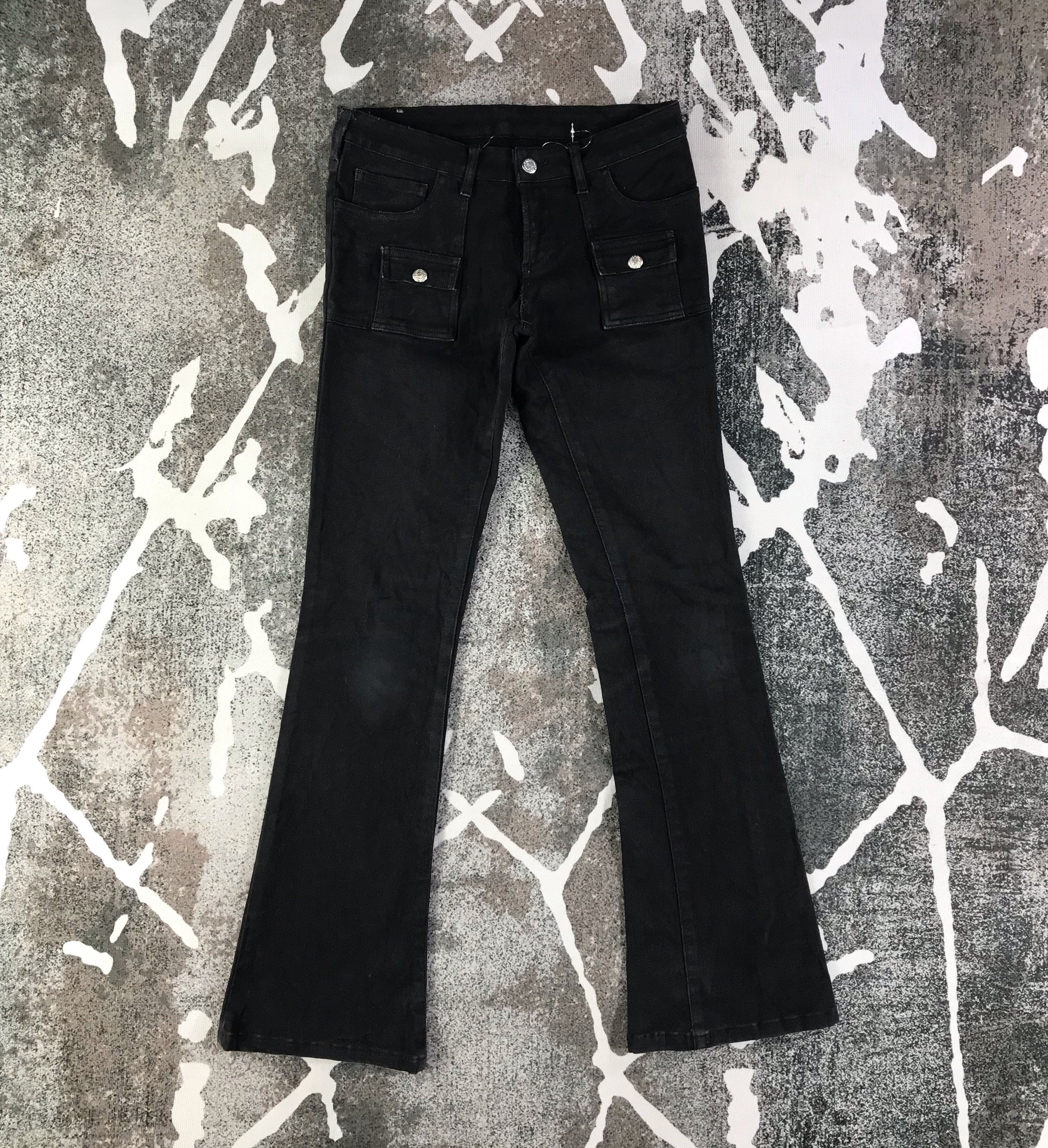 Designer Cimarron Bush Pants Jeans Black Flare Denim KJ1769 Size 29" - 1 Thumbnail
