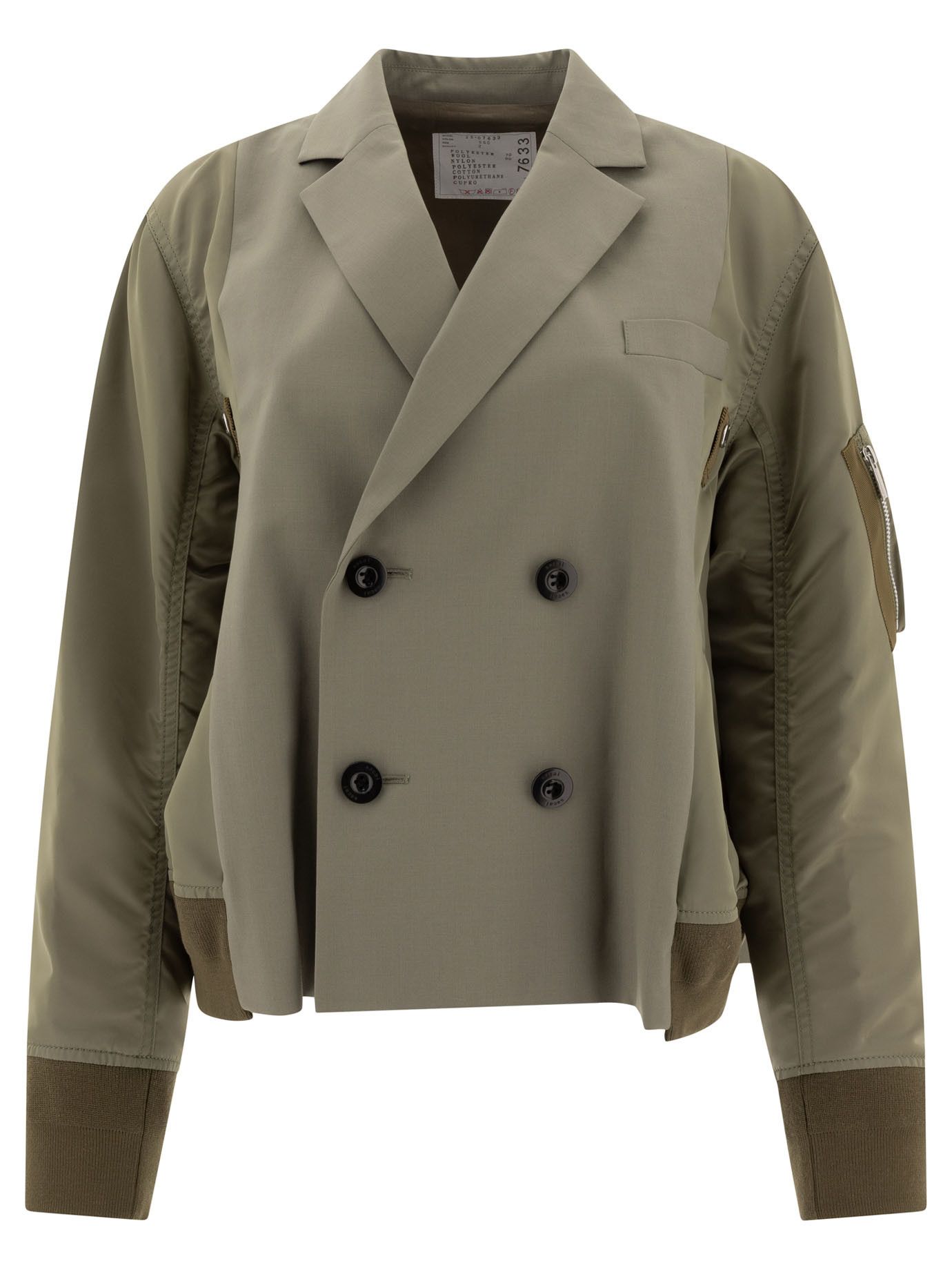 コート Sacai Balzer double-breasted wool and silk Prince of Wales checked wool blazer in grey - Sacai | Mytheresa