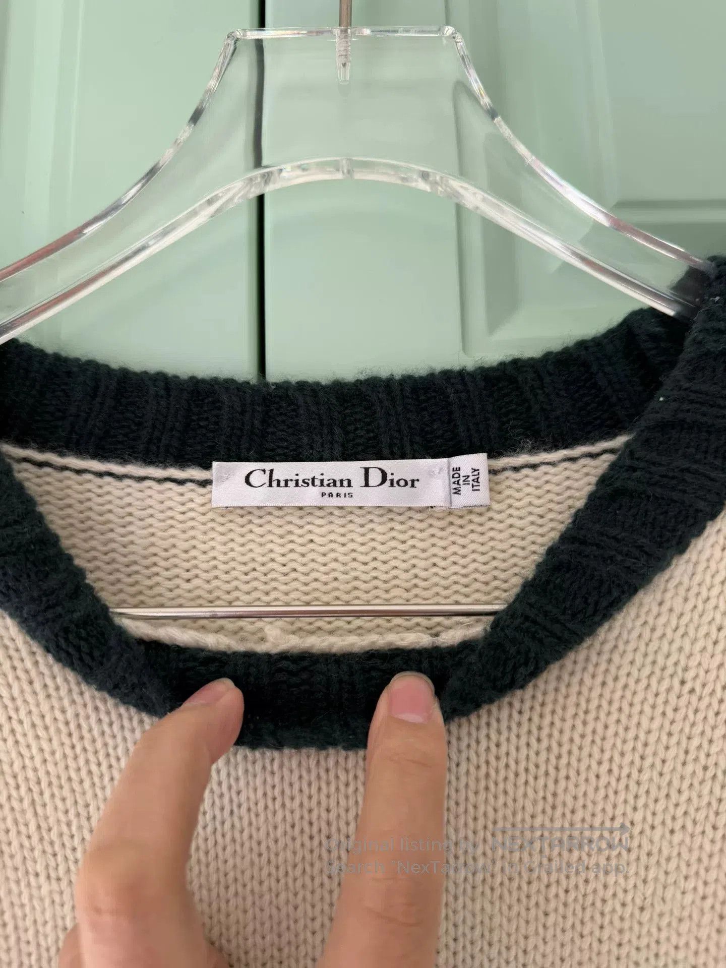 Dior Colorblock Logo Wool Cashmere Sweater.