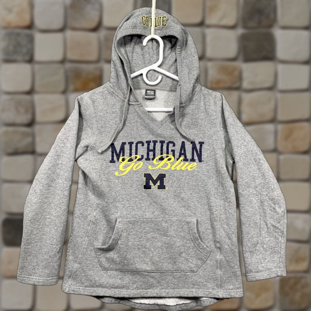 Vintage Stadium Athletics Michigan Go Blue Graphic Juniors Hooded Sweatshirt Medium Gray Size M / US 6-8 / IT 42-44 - 1 Thumbnail