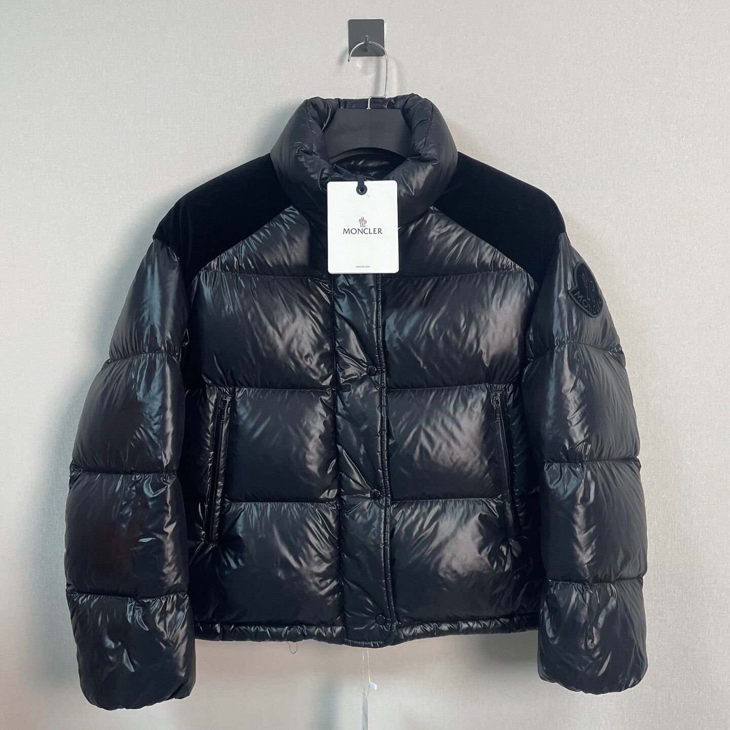 Moncler black shiny logo puffer jacket Size US M / EU 48-50 / 2 - 1 Thumbnail
