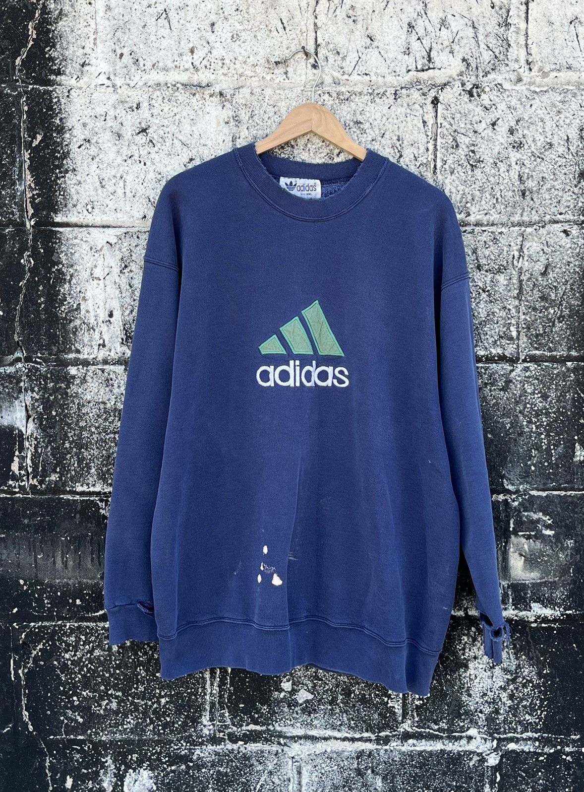 Adidas × Vintage Adidas vintage boxy fit heavy cotton distressed crewneck Size US XXL / EU 58 / 5 - 1 Thumbnail