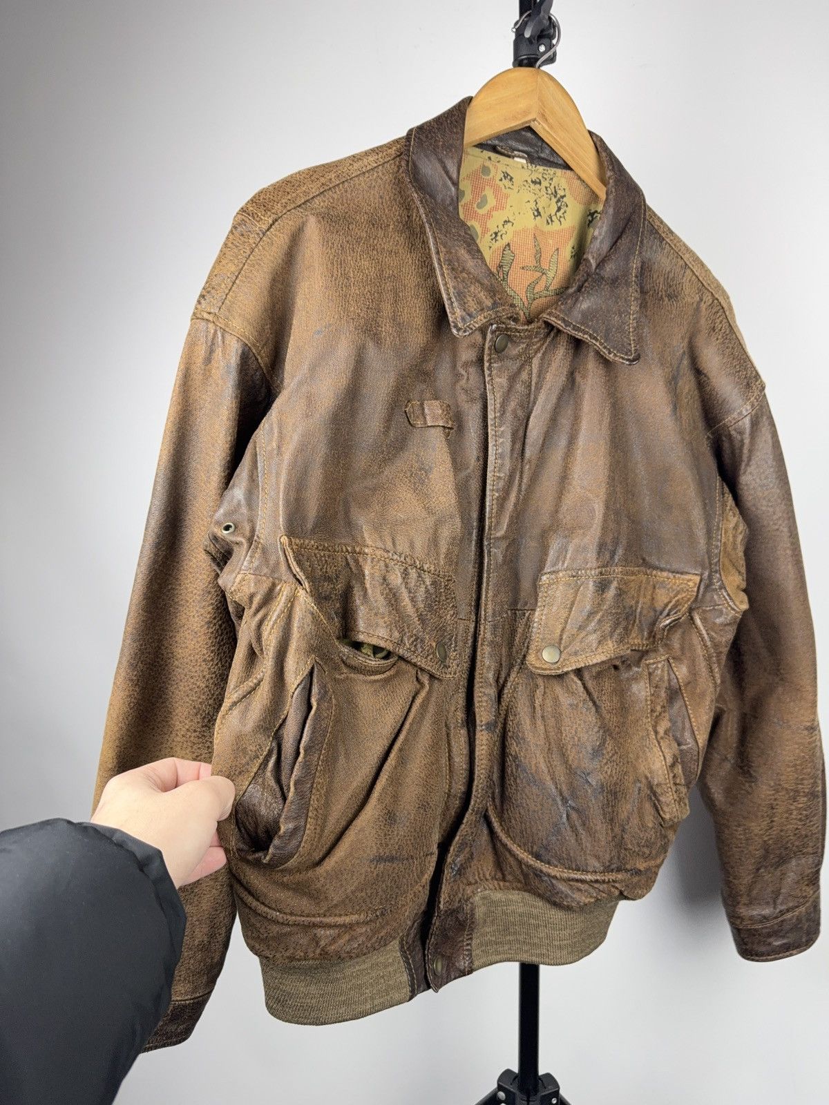 Vintage Vintage 90s Retro Leather Bomber Biker Moto Jacket Style Size US S / EU 44-46 / 1 - 2 Thumbnail