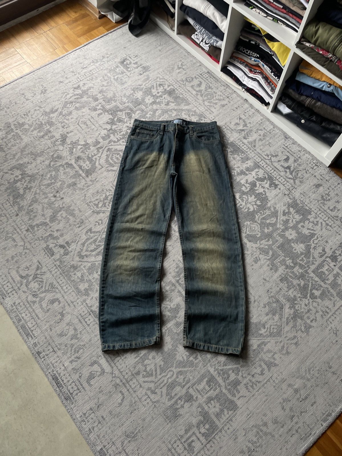 Vintage Vintage Faded Jeans Flared Mud Washed Baggy Japanese Y2K Wid Size US 32 / EU 48 - 1 Thumbnail