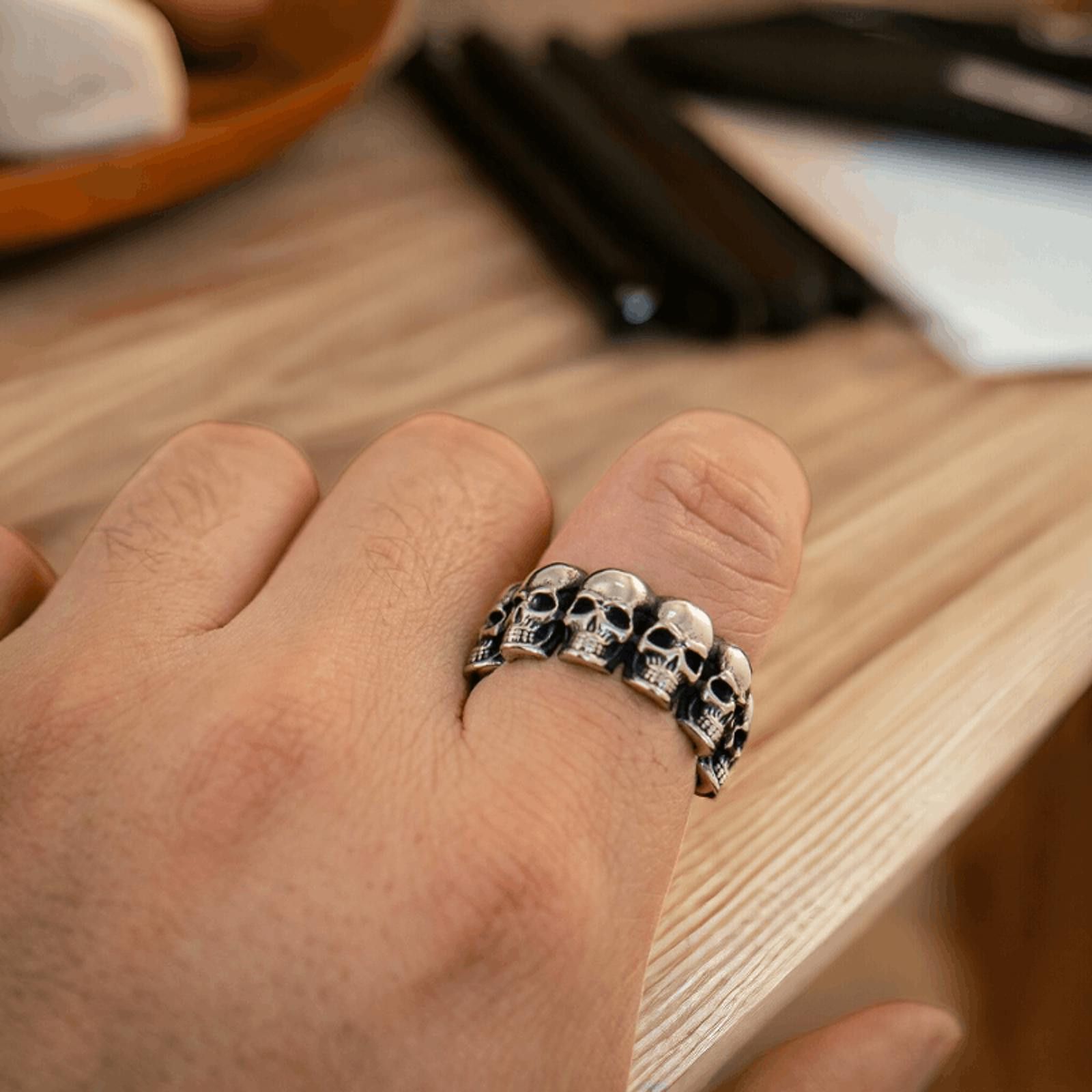 Jewelry Skull Silver Ring Size ONE SIZE - 4 Thumbnail